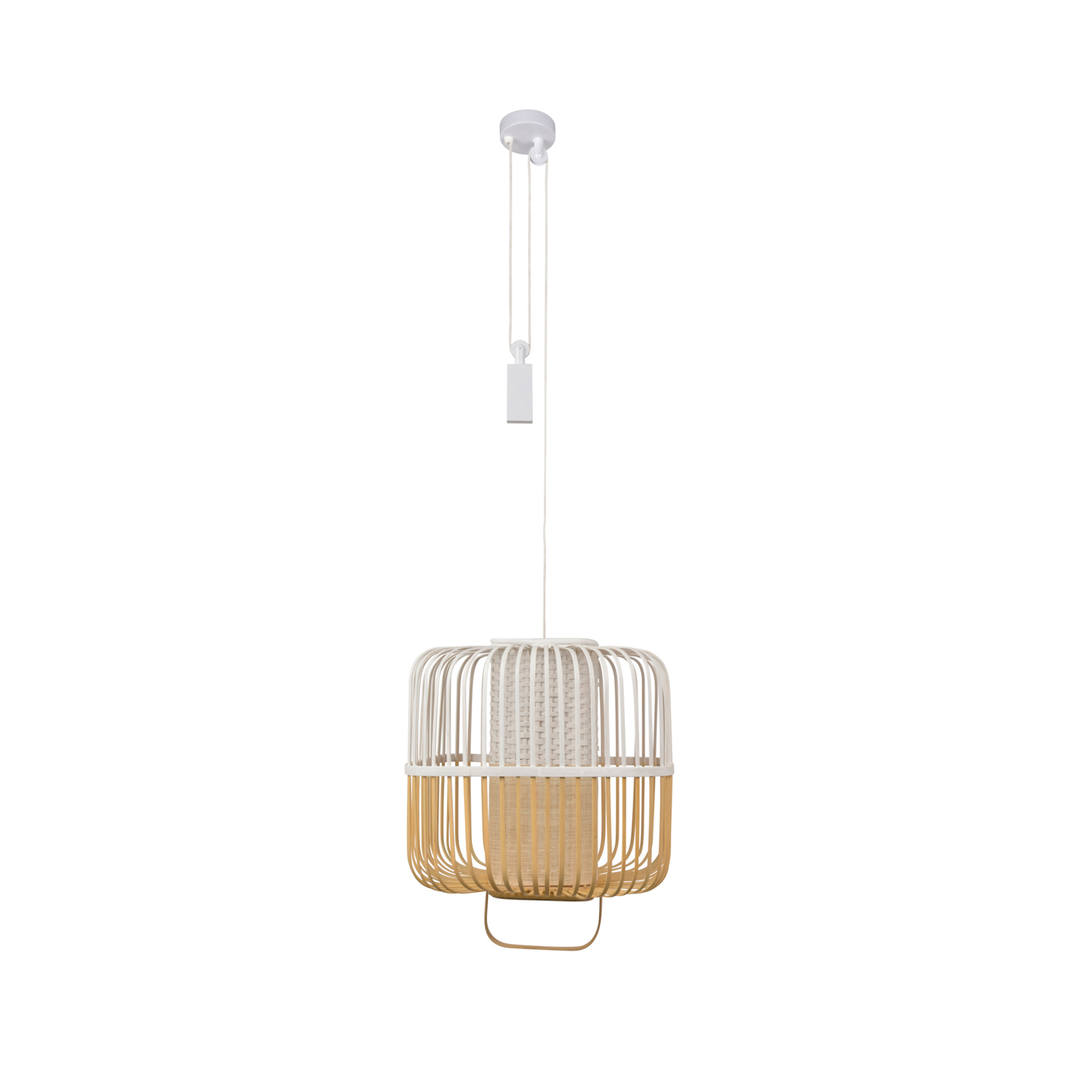 Bamboo Square M hængelampe, hvid, Ø 43 cm - Forestier