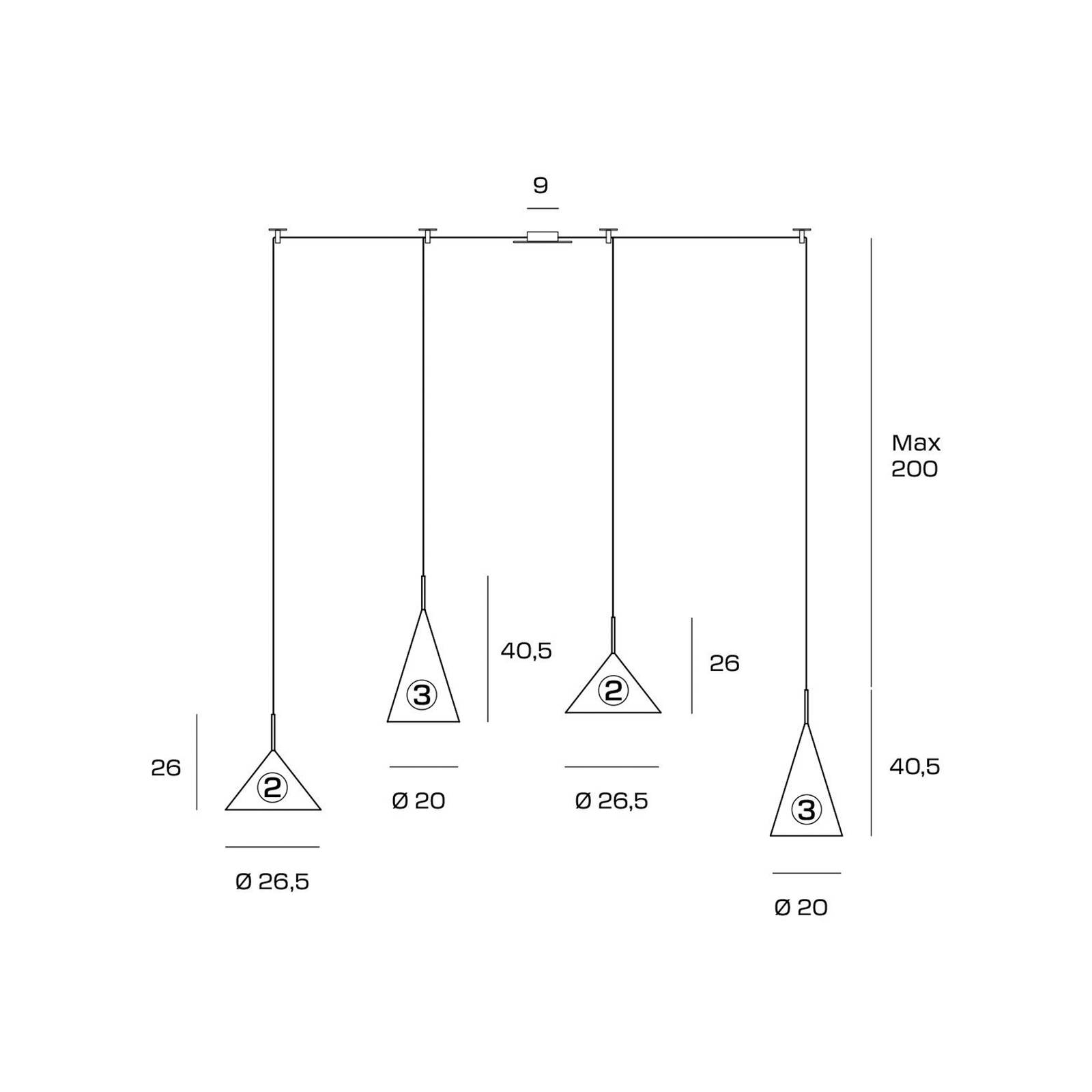 miloox by Sforzin Suspension Samoi 4 lampes métal noir décentré