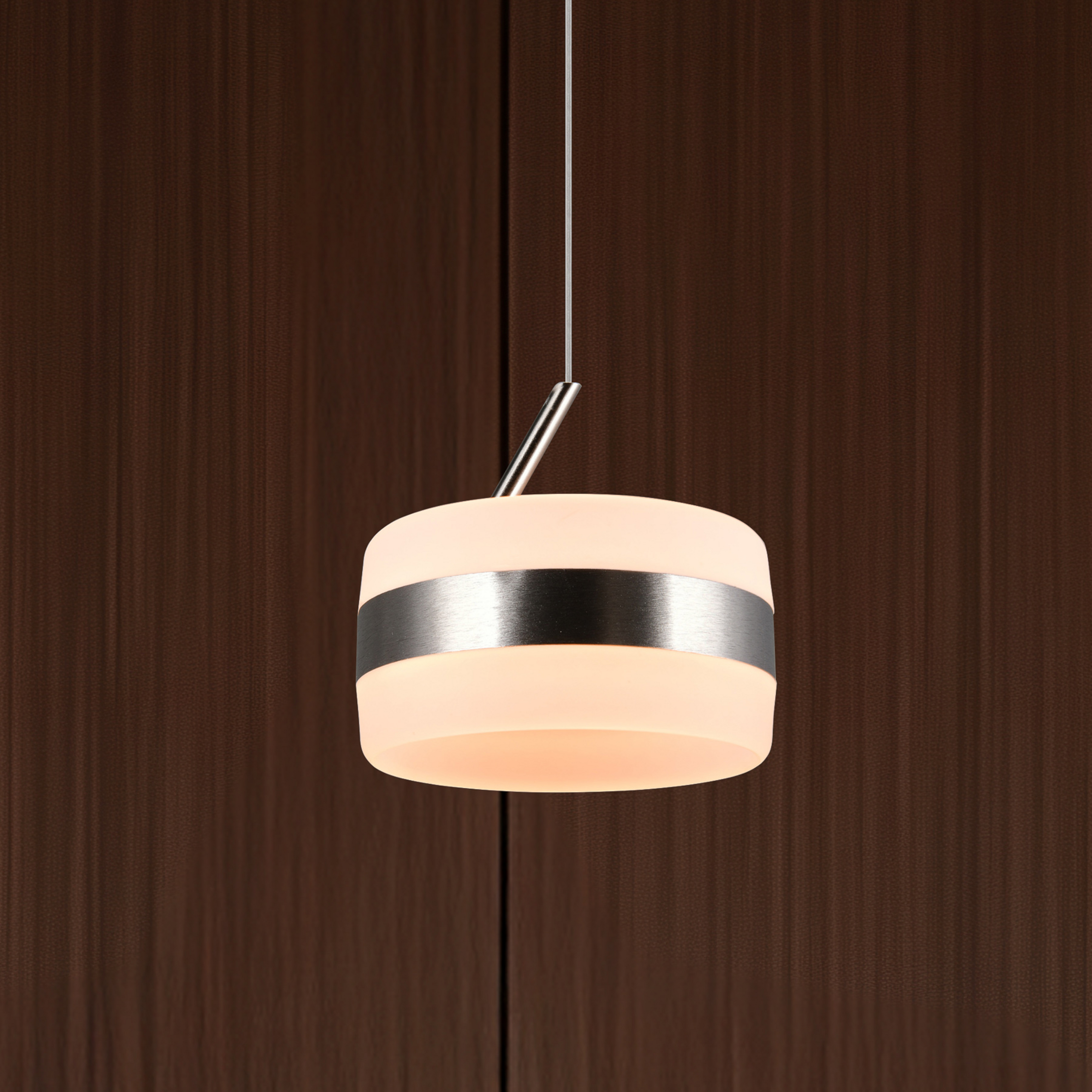 Suspension LED Dios, couleur nickel, Ø 15 cm, métal, CCT