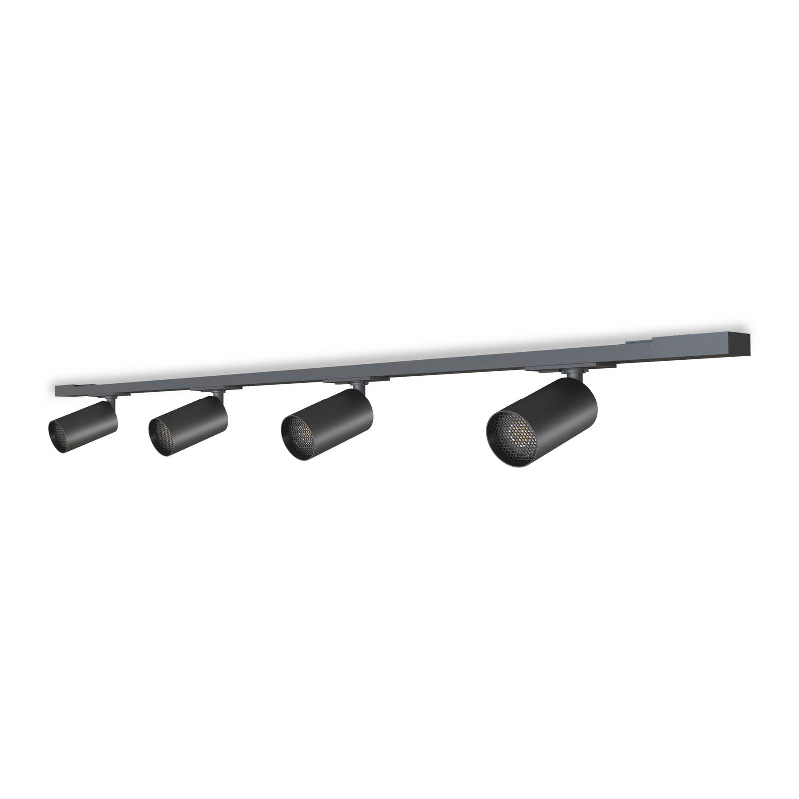 Calex Schienenset, 4 GU10-Spots, schwarz, Länge 2 m, Metall