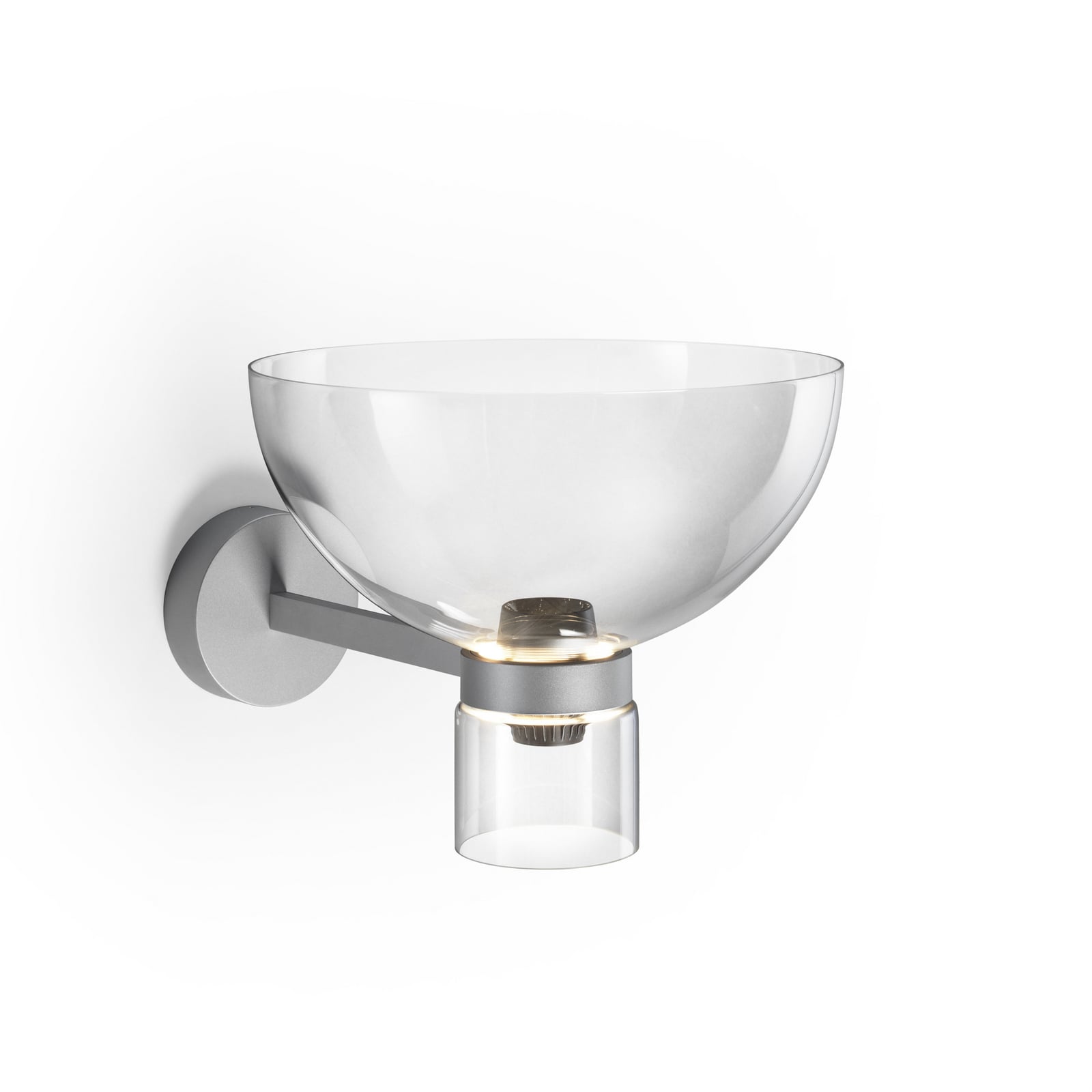 Applique a LED Nocturne Bowl, argento, vetro, dimmerabile - FLOS