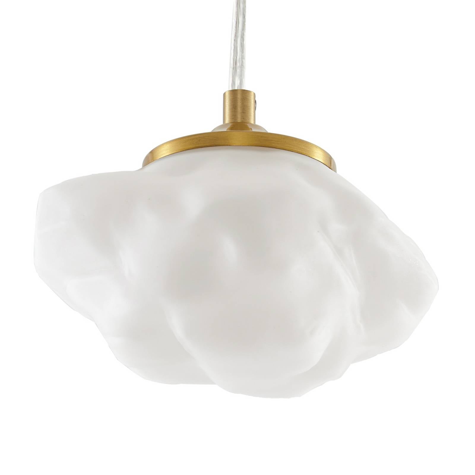 Żyrandol Lindby Piatra, Ø 25 cm, 3-punktowa, opal/mosiądz, szkło