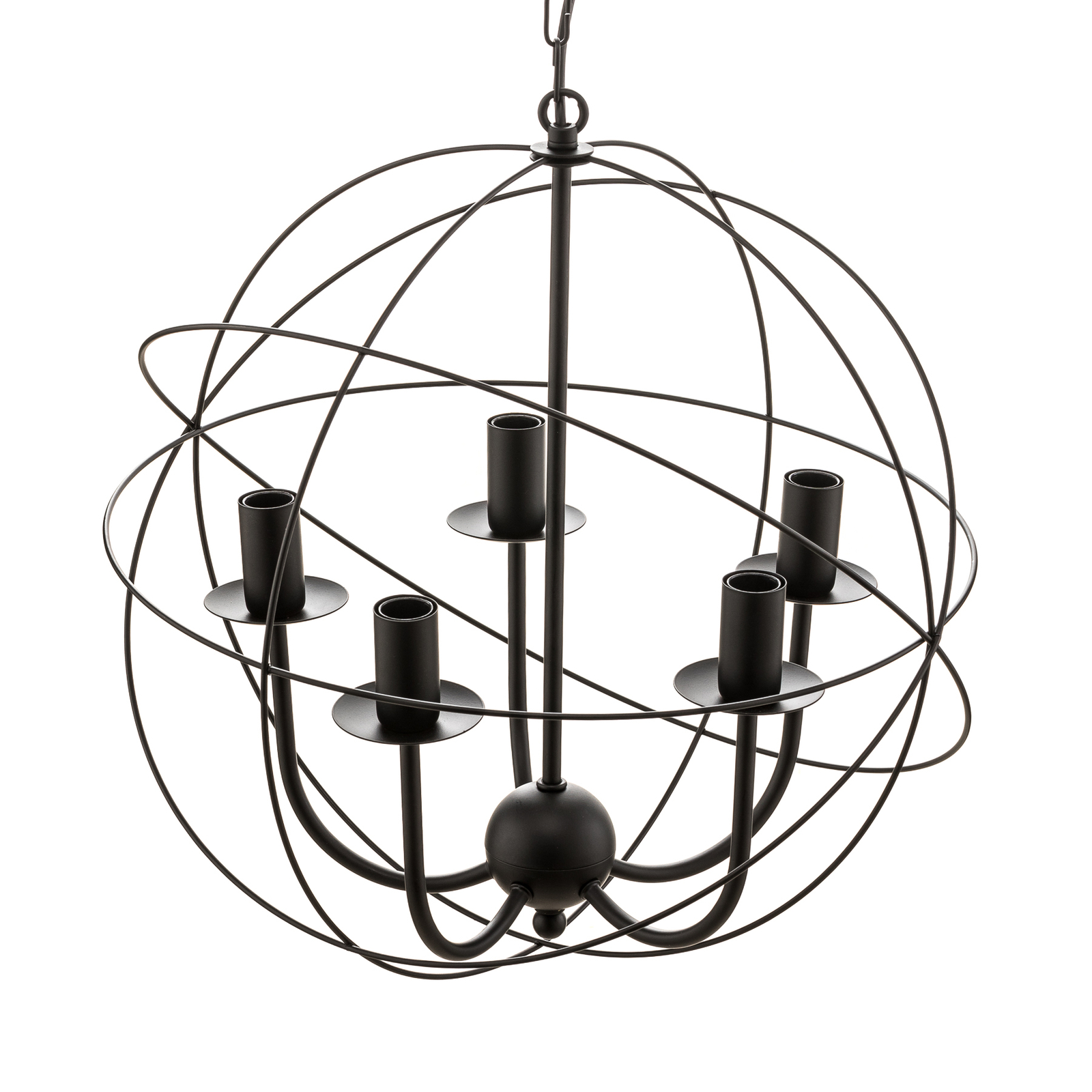 Globe chandelier 5-bulb black