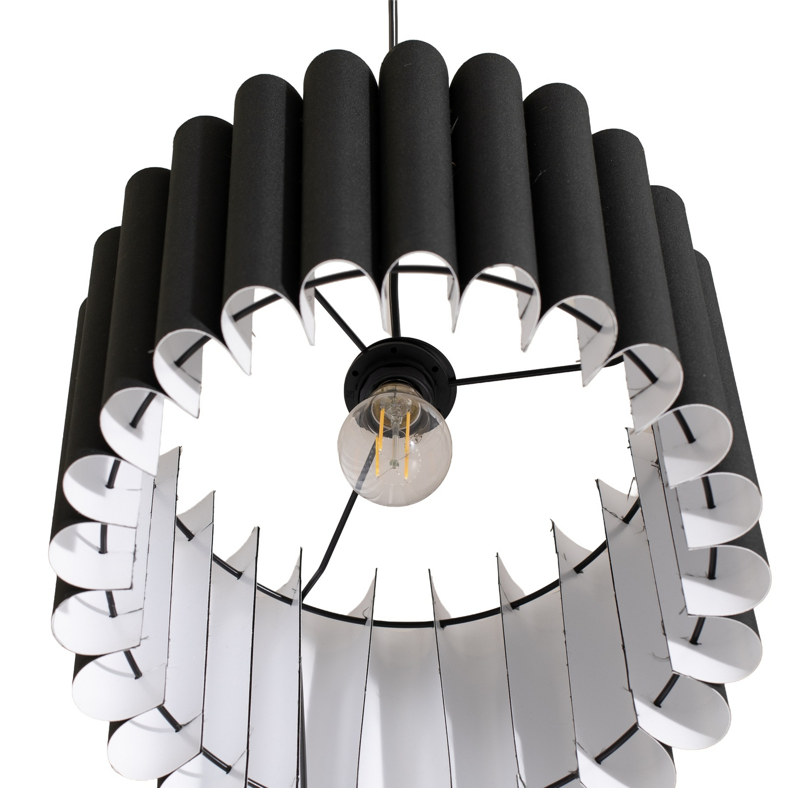 Aria pendant light, black, microfibre, E27