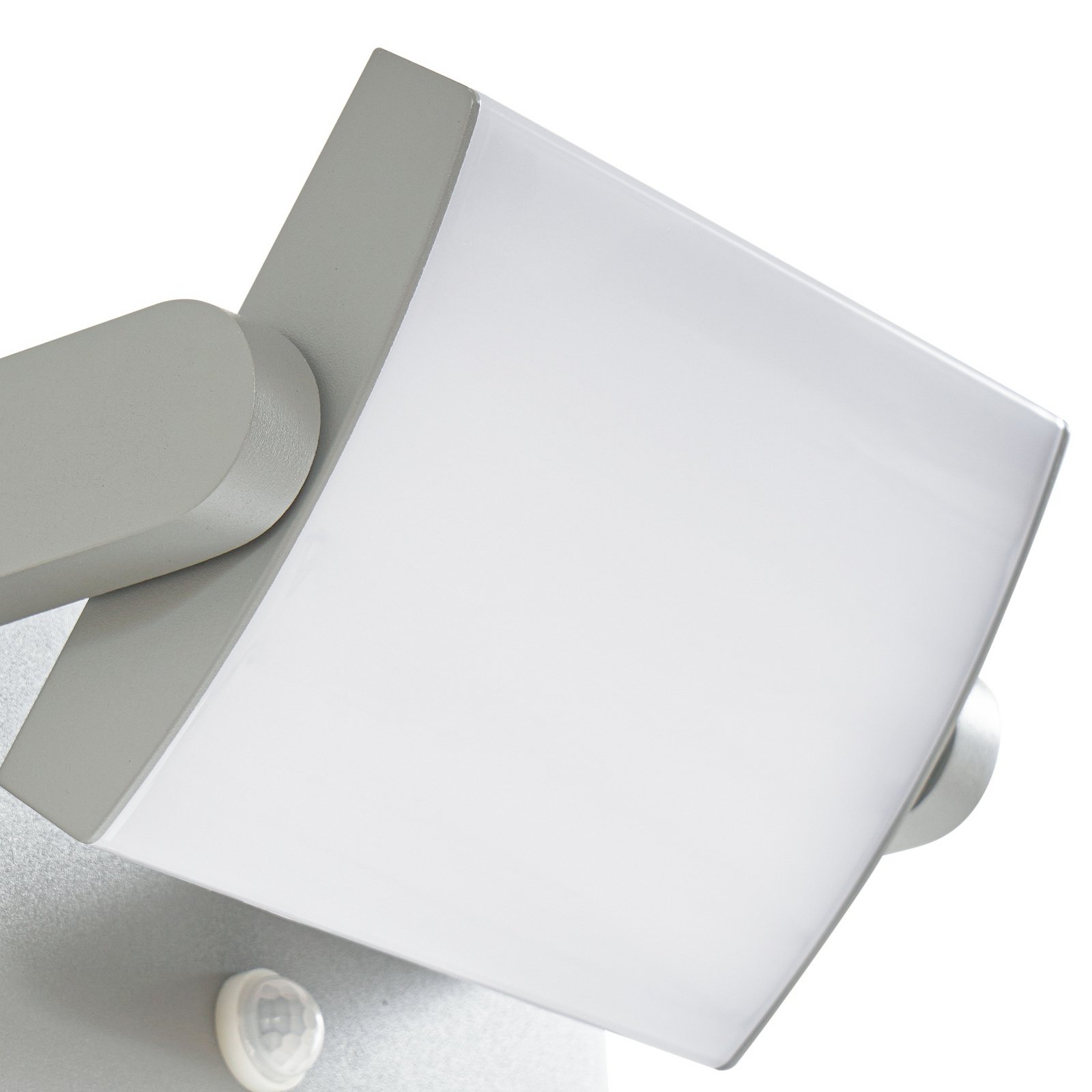 Lindby LED buiten wandlamp Sherin, grijs, zwenkbaar, sensor