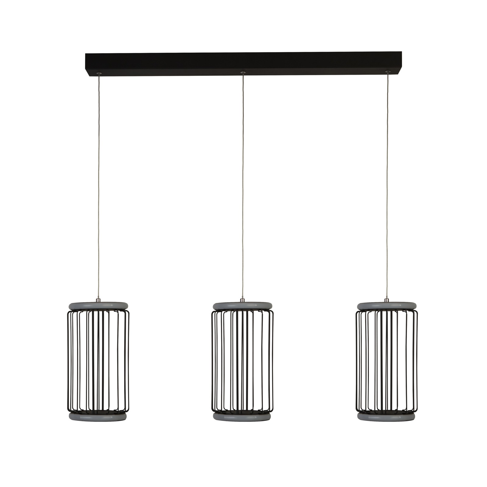 Cage LED pendant light, 3-bulb, black
