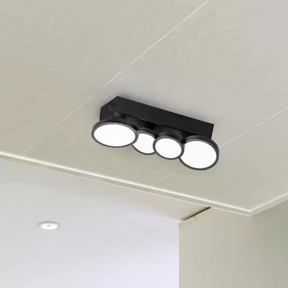 Lampenwelt LIGHTME LED-Deckenleuchte Aqua GU10 4-fl. schwarz