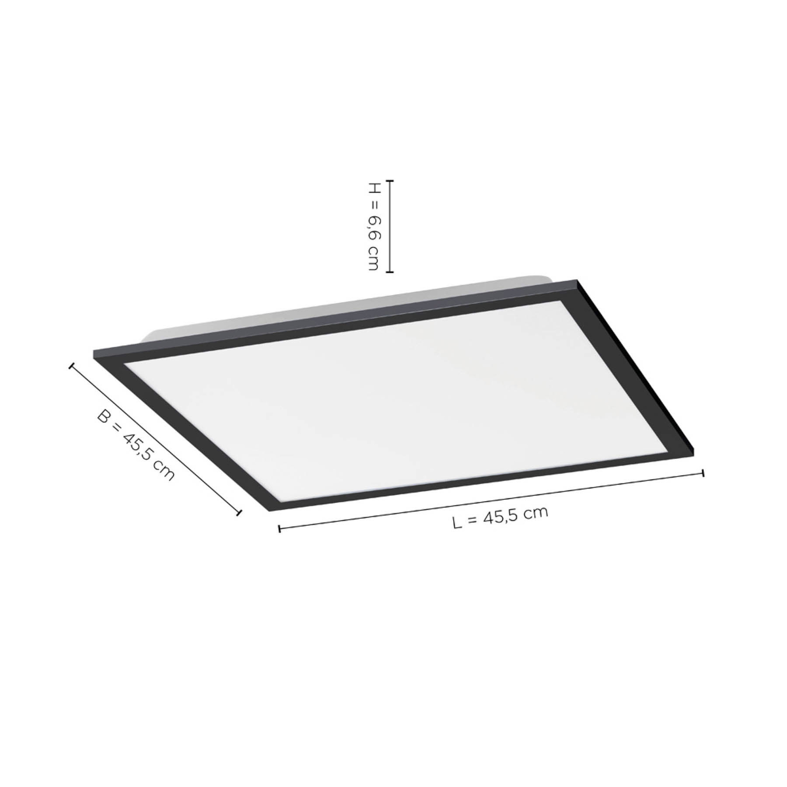 Plafonnier LED Flat, CCT, noir, 45 x 45 cm