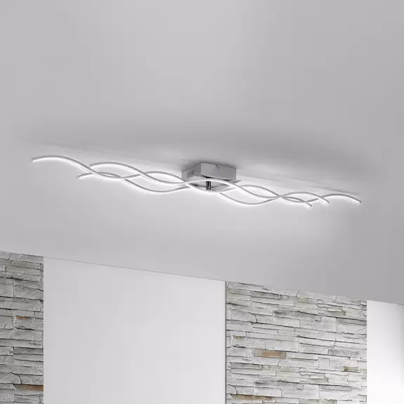 Lampenwelt LED-Deckenlampe Wave 3.000K 139,5x16cm stahl