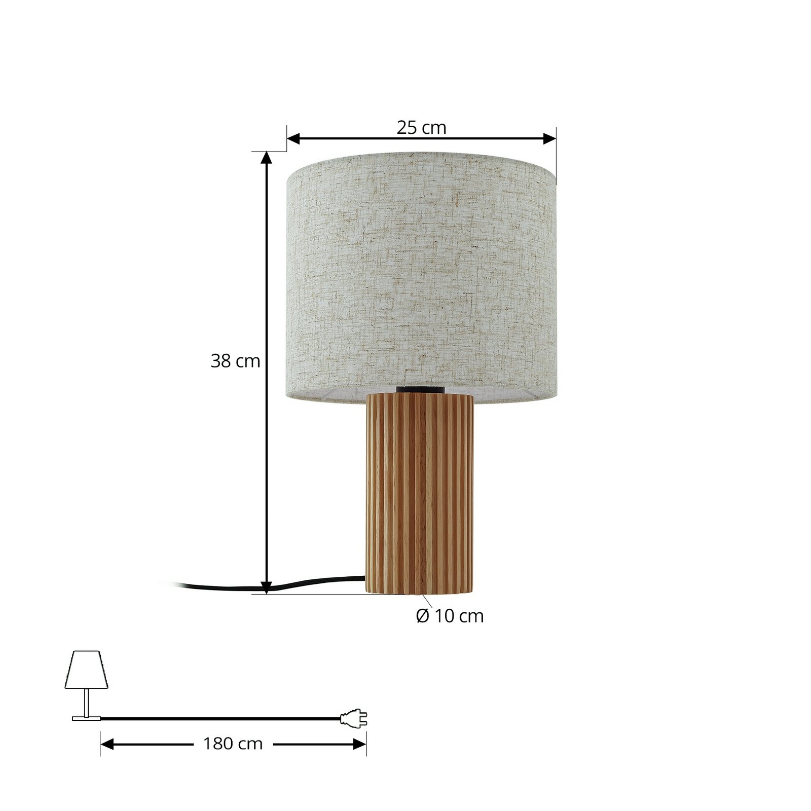 Kimiko stolová lampa výška 38 cm textil drevo - Lindby