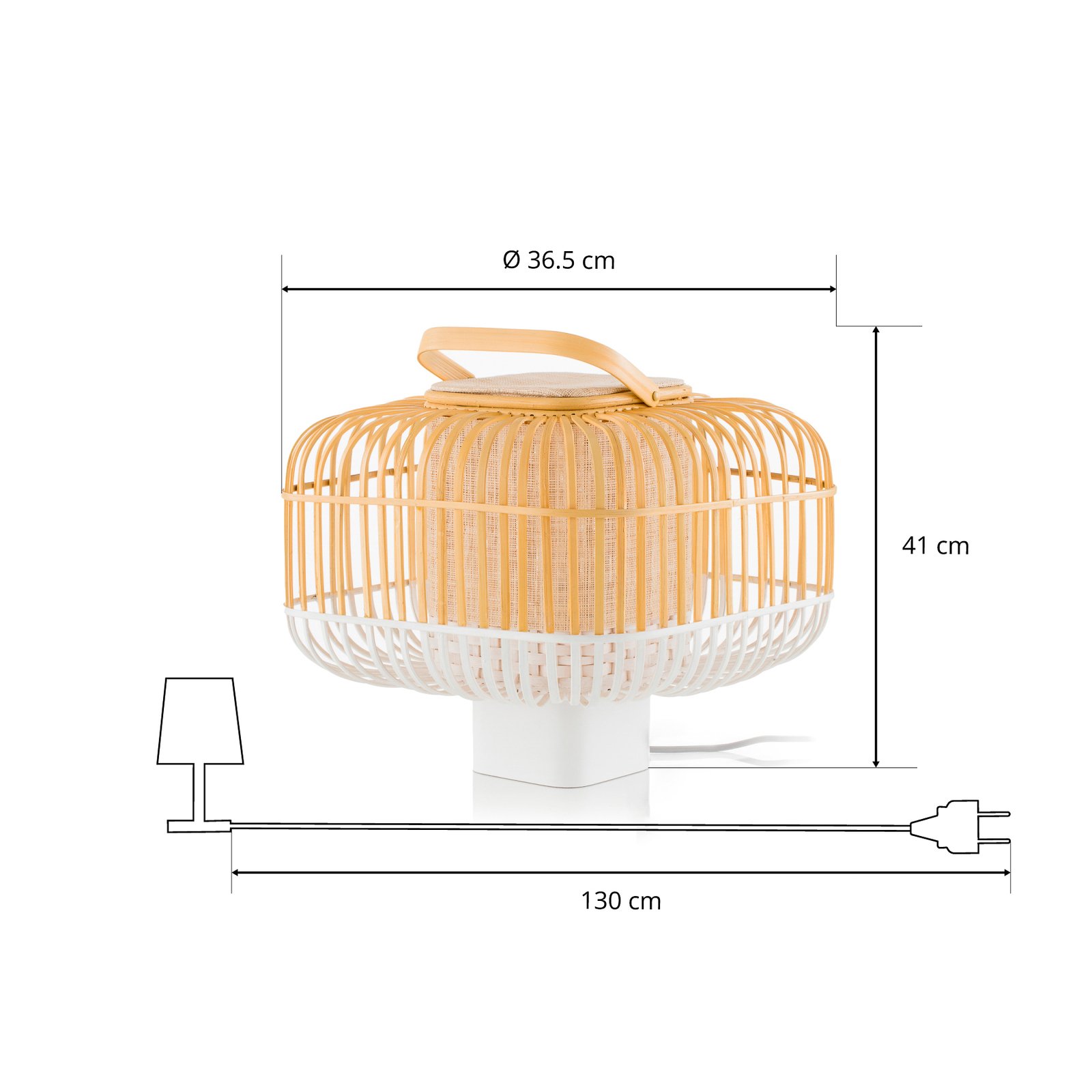 Forestier Bamboo Square S stolní lampa, bílá