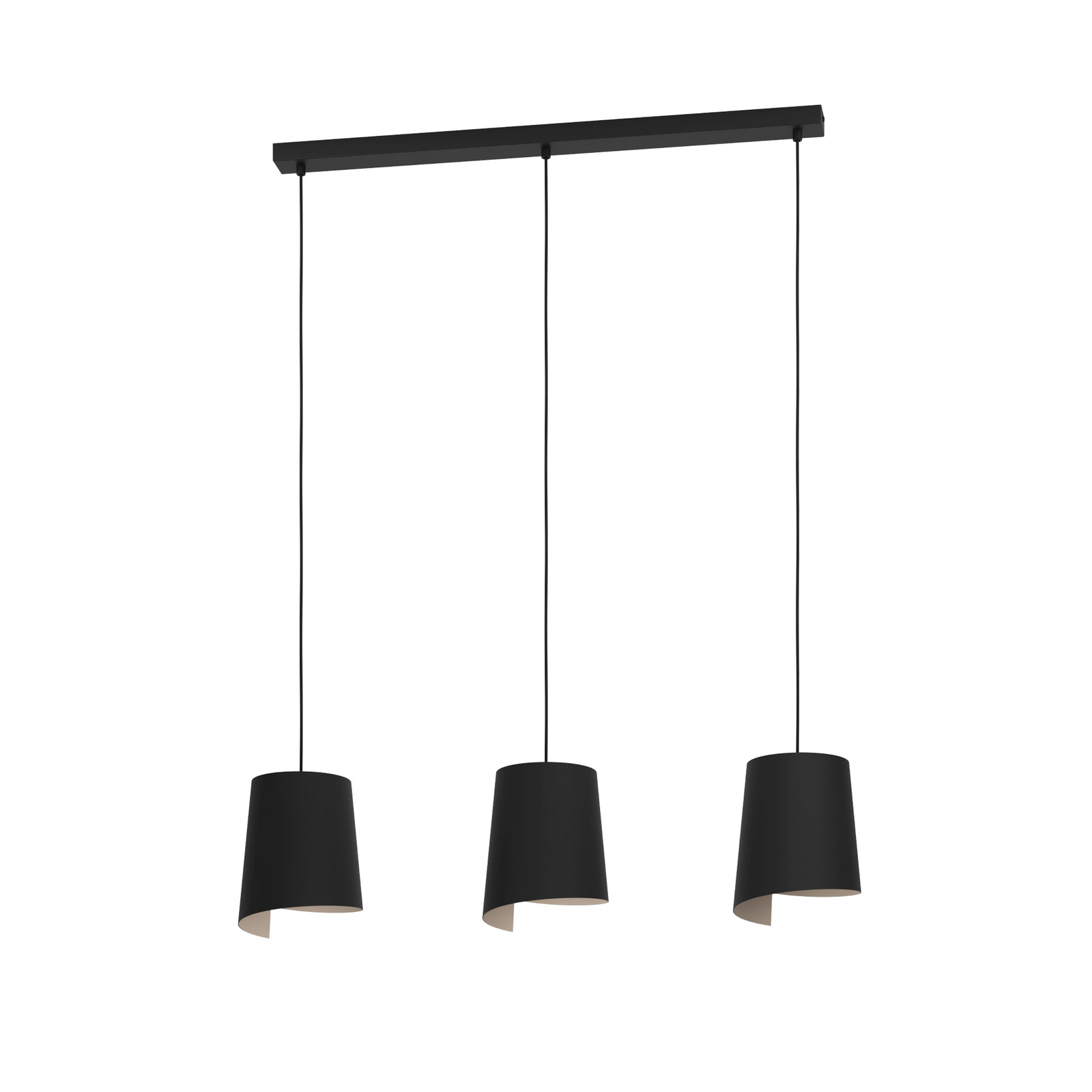 Hanglamp Bolivia zwart/zandkleur, 3-lamps