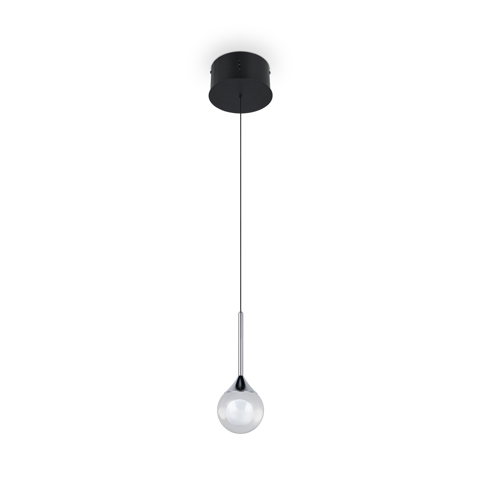 LED piekaramā lampa „Calista“, hroma krāsā, Ø 10 cm, metāls/stikls, CCT