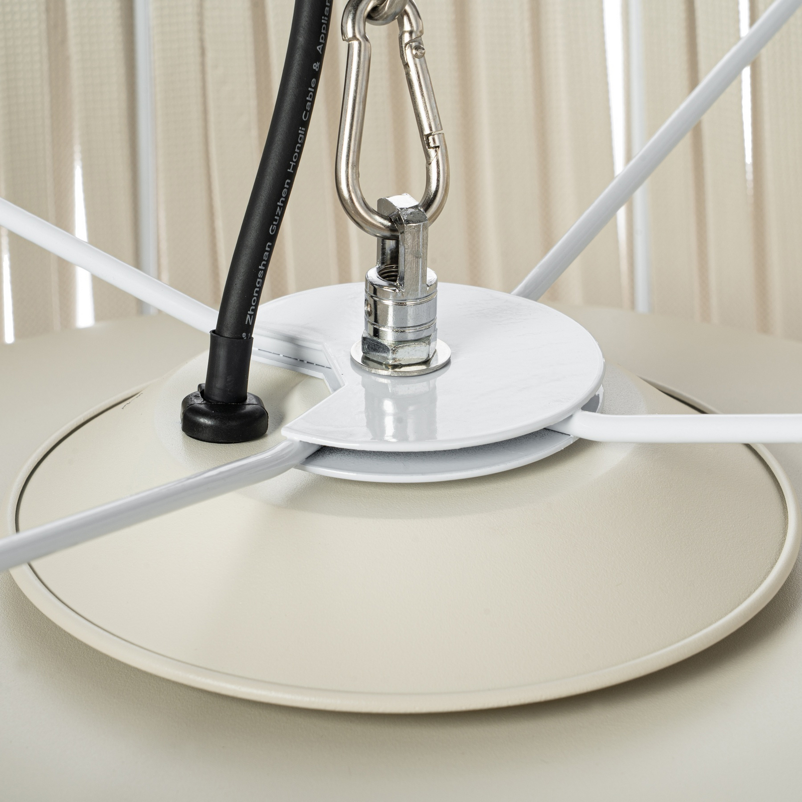 Lucande Pyravo suspended patio heater, beige, aluminium, Ø 60 cm Lucande Pyravo suspended patio heater, beige, aluminium, Ø 60 cm