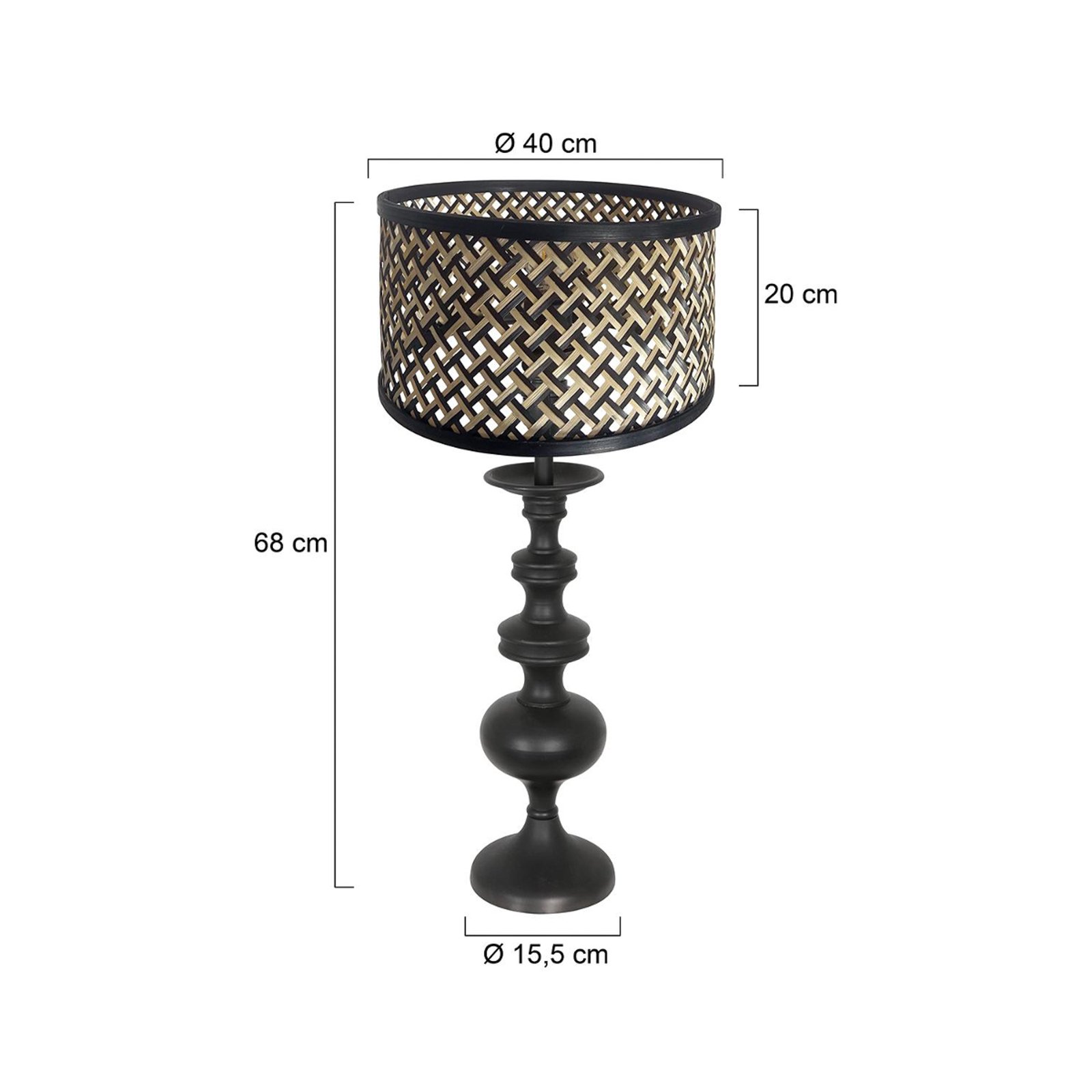 Лампа за маса Lyons 3749ZW, черна/естествена плетеница