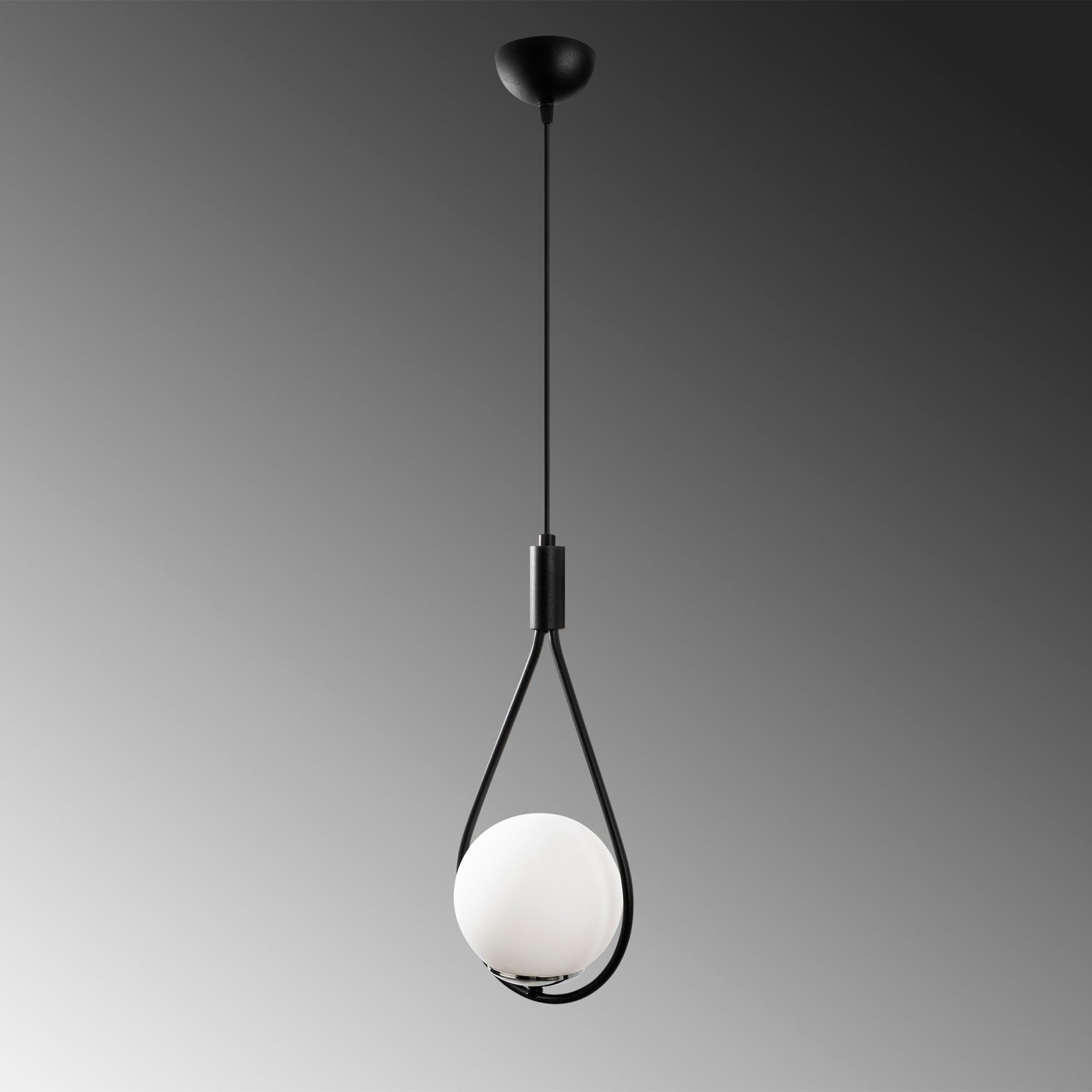 Hanglamp Mudoni MR-937 1-lamp zwart/opaalglas