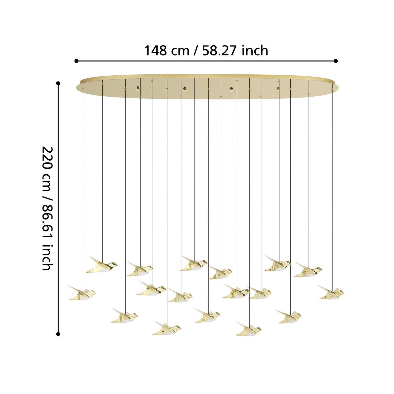 EGLO Stars Of Light LED hanging light Paratebueno brass 17-fl