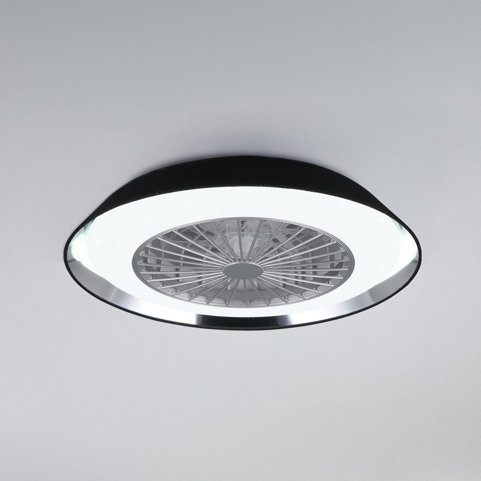 Varberg LED mennyezeti ventilátor, csendes, Ø 55 cm, CCT, fekete