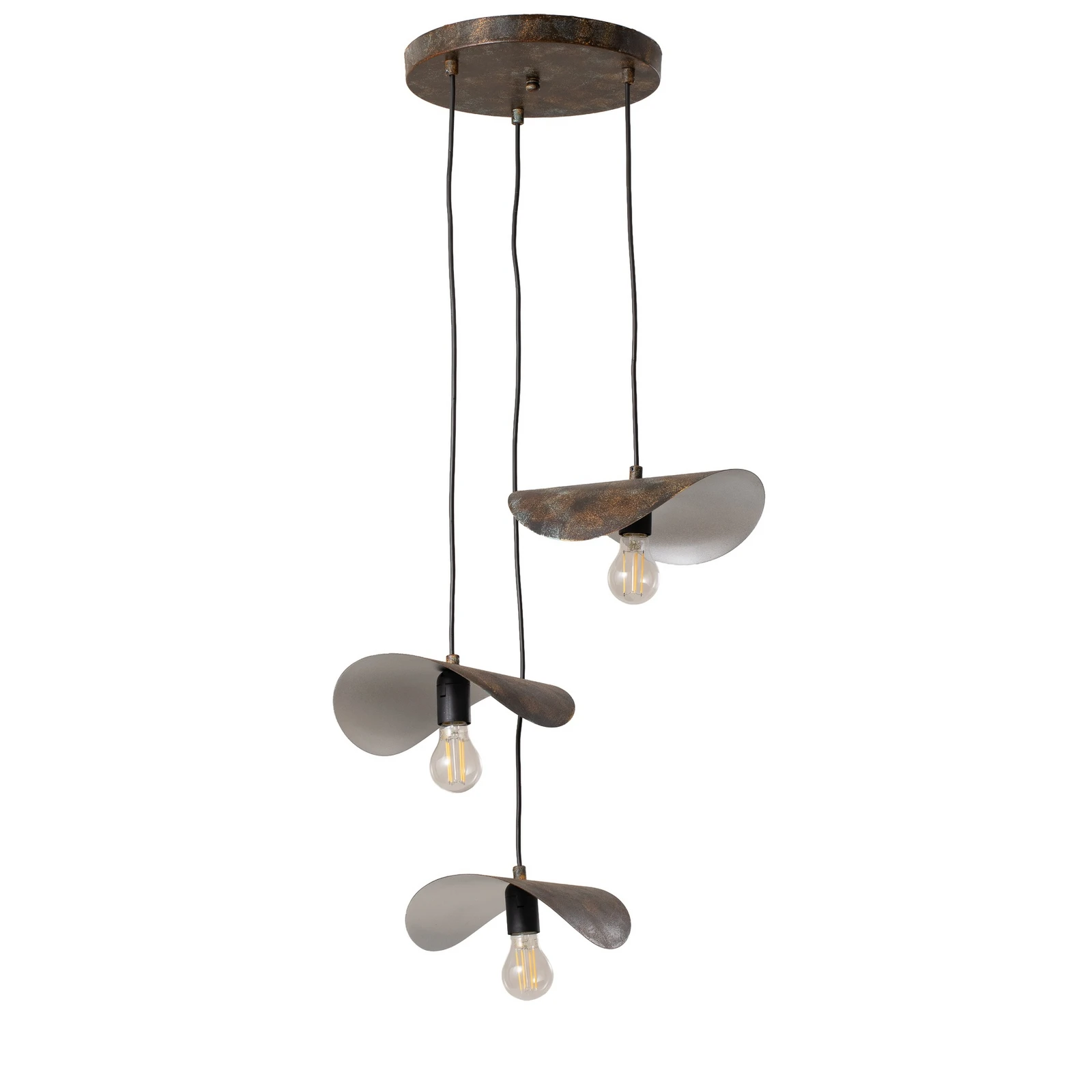Hänglampa Eger, 3 lampor, svart, metall, Ø 50 cm