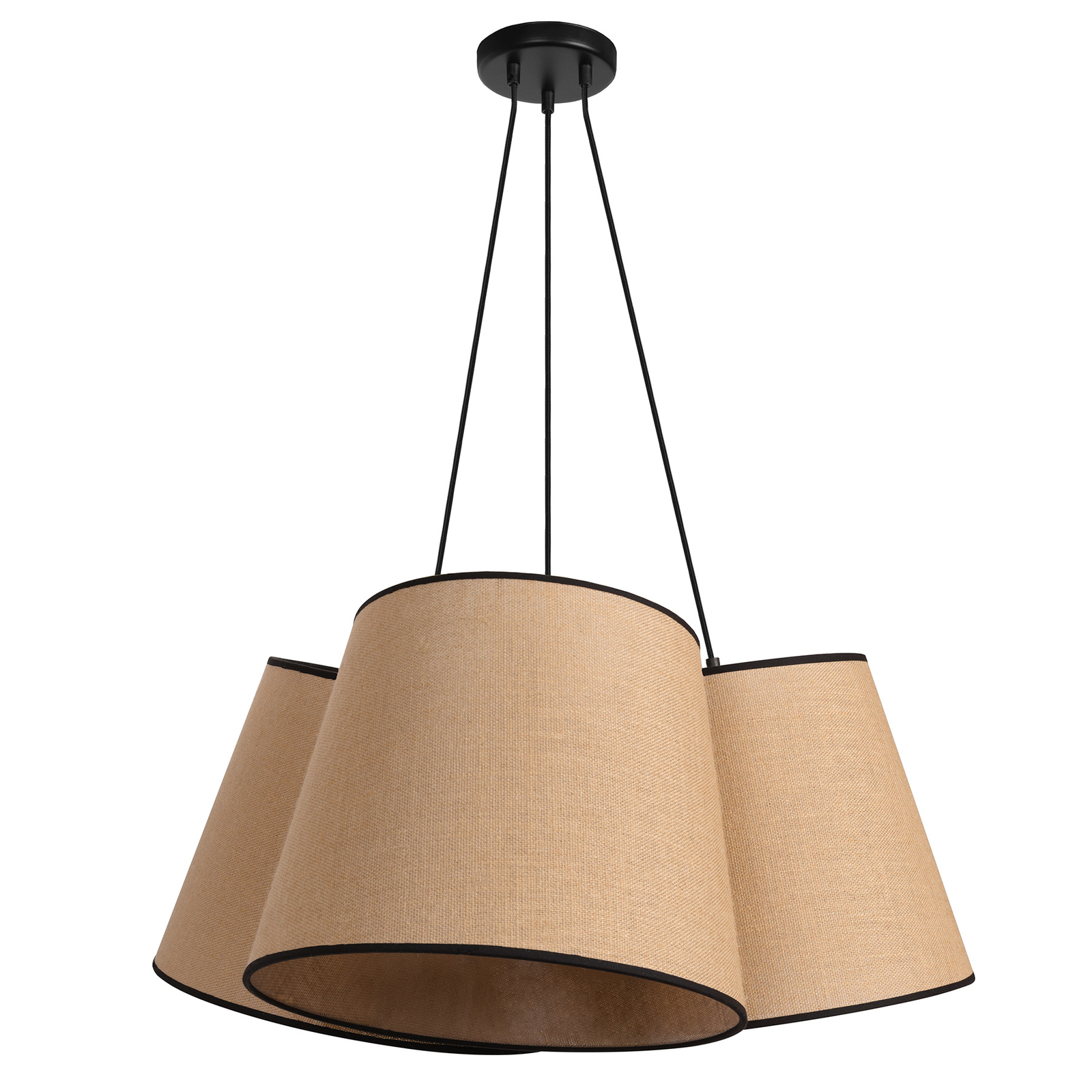 Hanglamp Jute&black natuur 3-lamps Ø kap 40cm