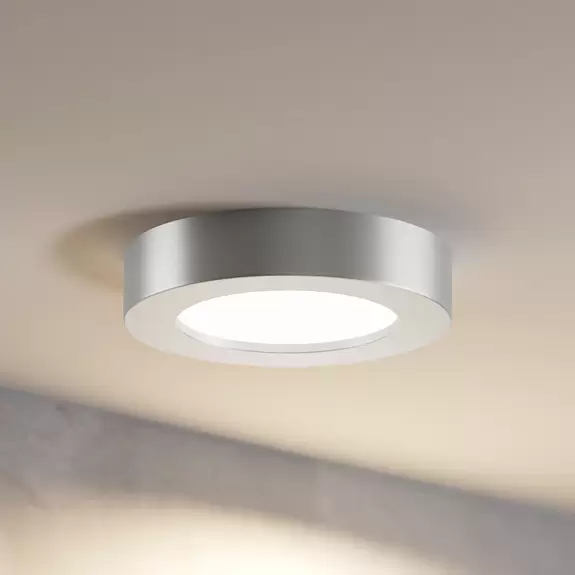 Lampenwelt Prios LED-Deckenleuchte Edwina, silber, 12,2 cm, dimmbar