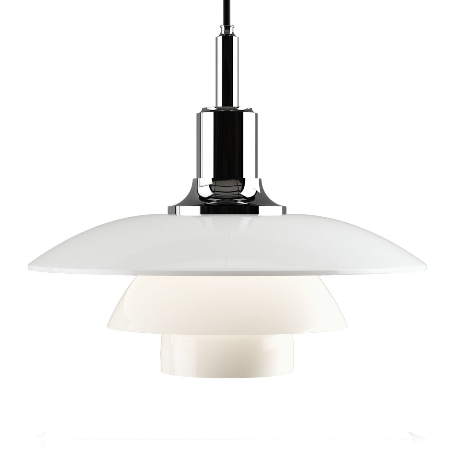 Louis Poulsen PH 3 1/2-3 glass pendant lamp chrome, for Living / Dining Room, brass, glass, E27, 70 W, energy efficiency: A++, H: 28.8 cm