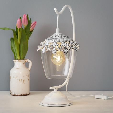 Vitpatinerad bordslampa Florinia