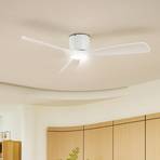 Lucande Ventilador de techo LED Moneno, blanco, CC, silencioso