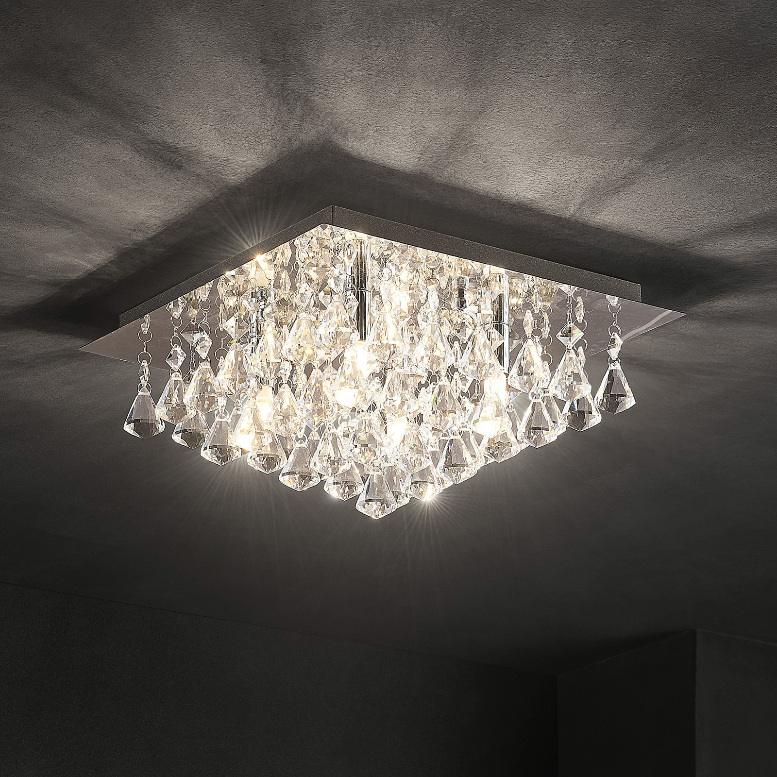 Lindby Rimedia ceiling light, chrome, 35 cm