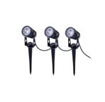 LED solar ground spike light SPOTI, black, set of 3, IP44