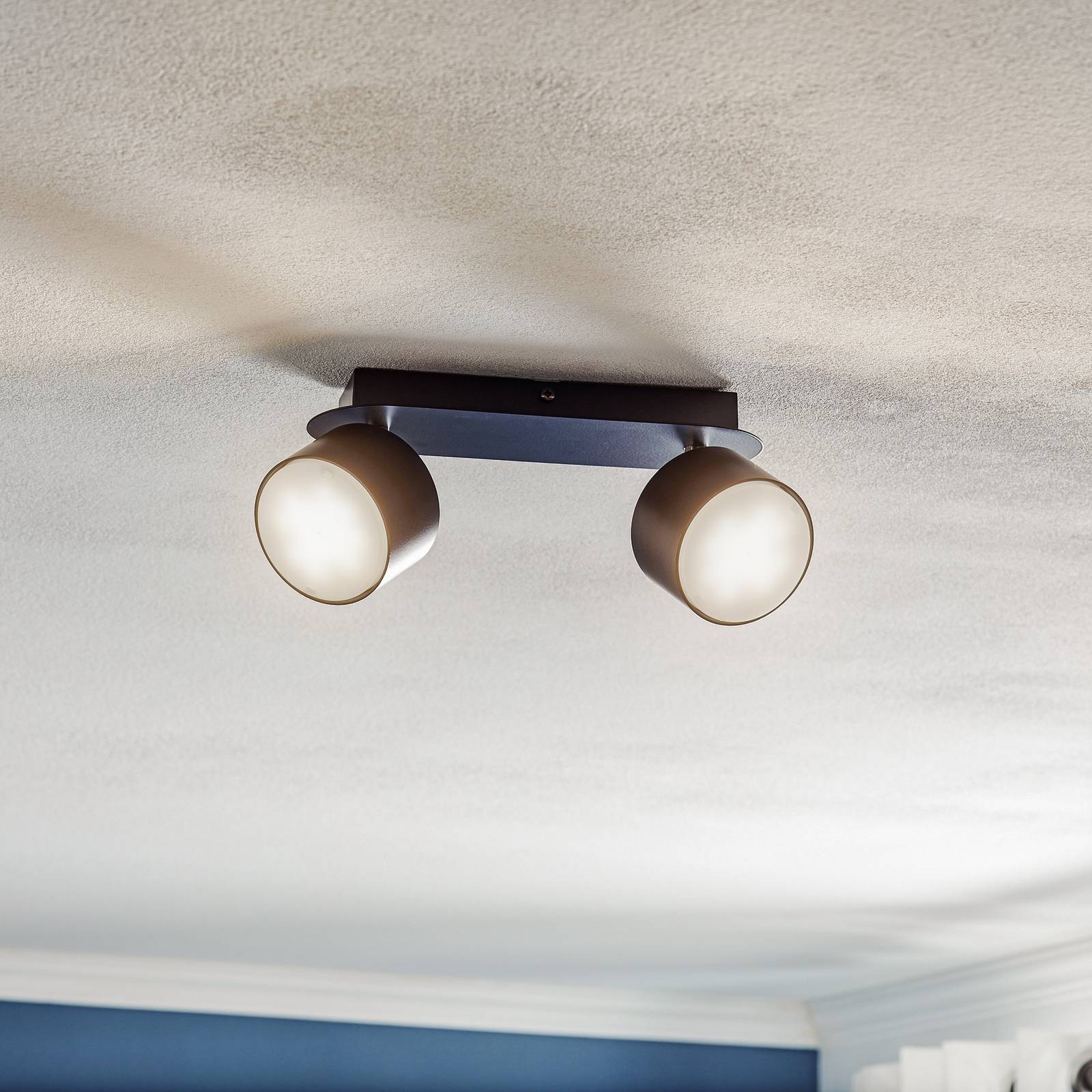 eko-light spot pour plafond cloudy à 2 lampes noir