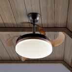 LED stropni ventilator Vento črn/bronast/dimast Ø 90 cm tih