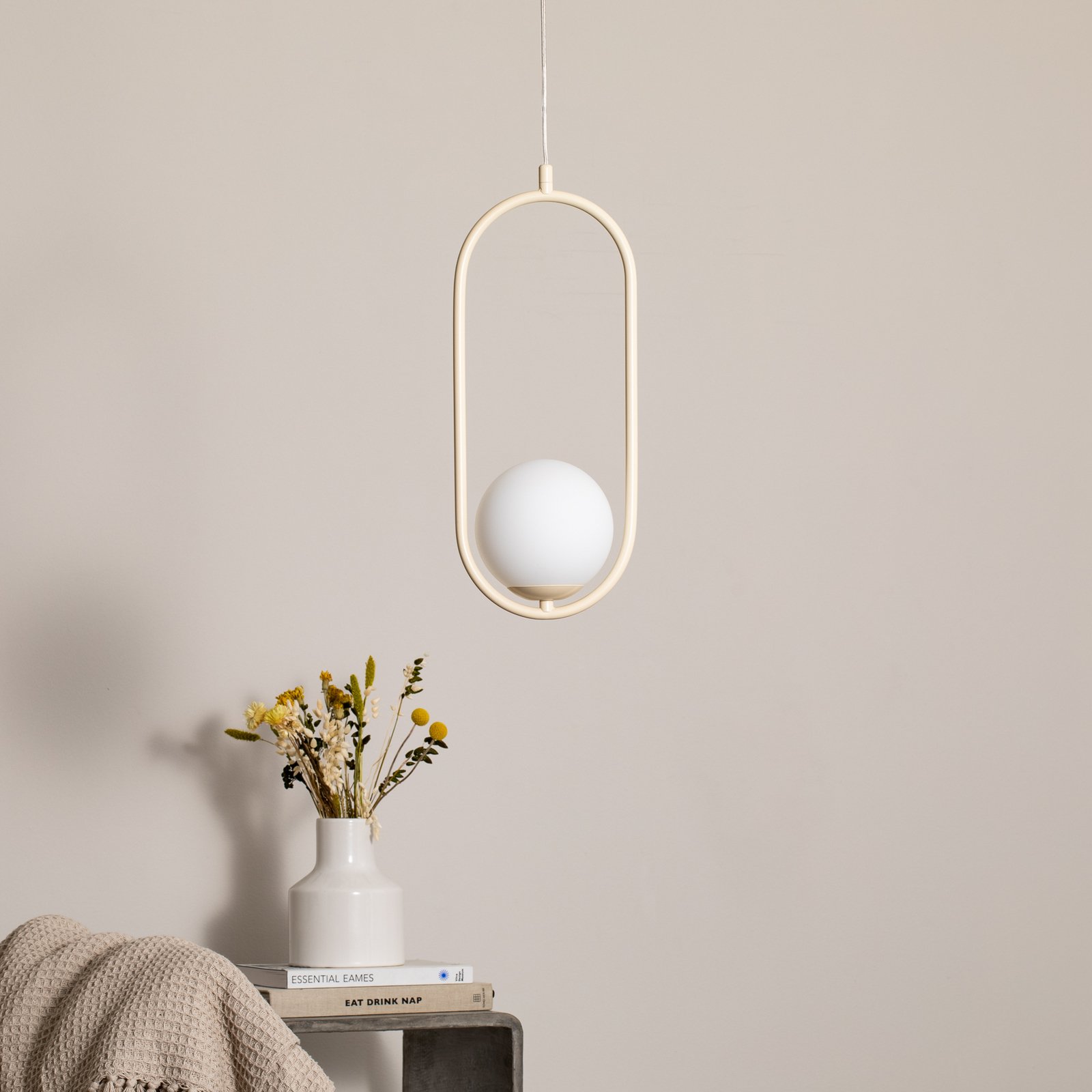 Hängeleuchte Dione, opal/creme, 1-flammig