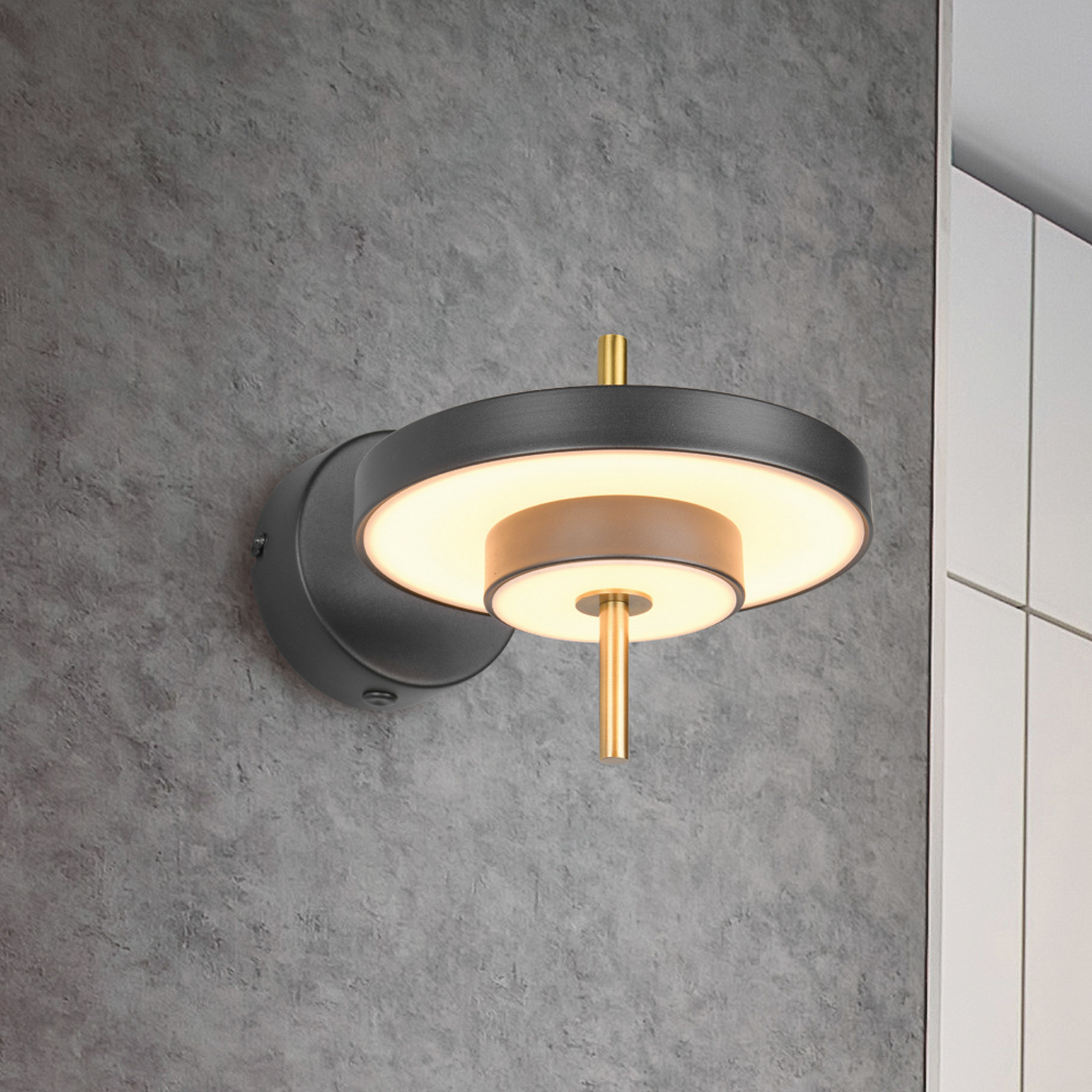 Trio Lighting Aplică LED Keaton negru/auriu Ø 20 cm Metal CCT - Camera de zi / sufragerie - negru auriu alb
