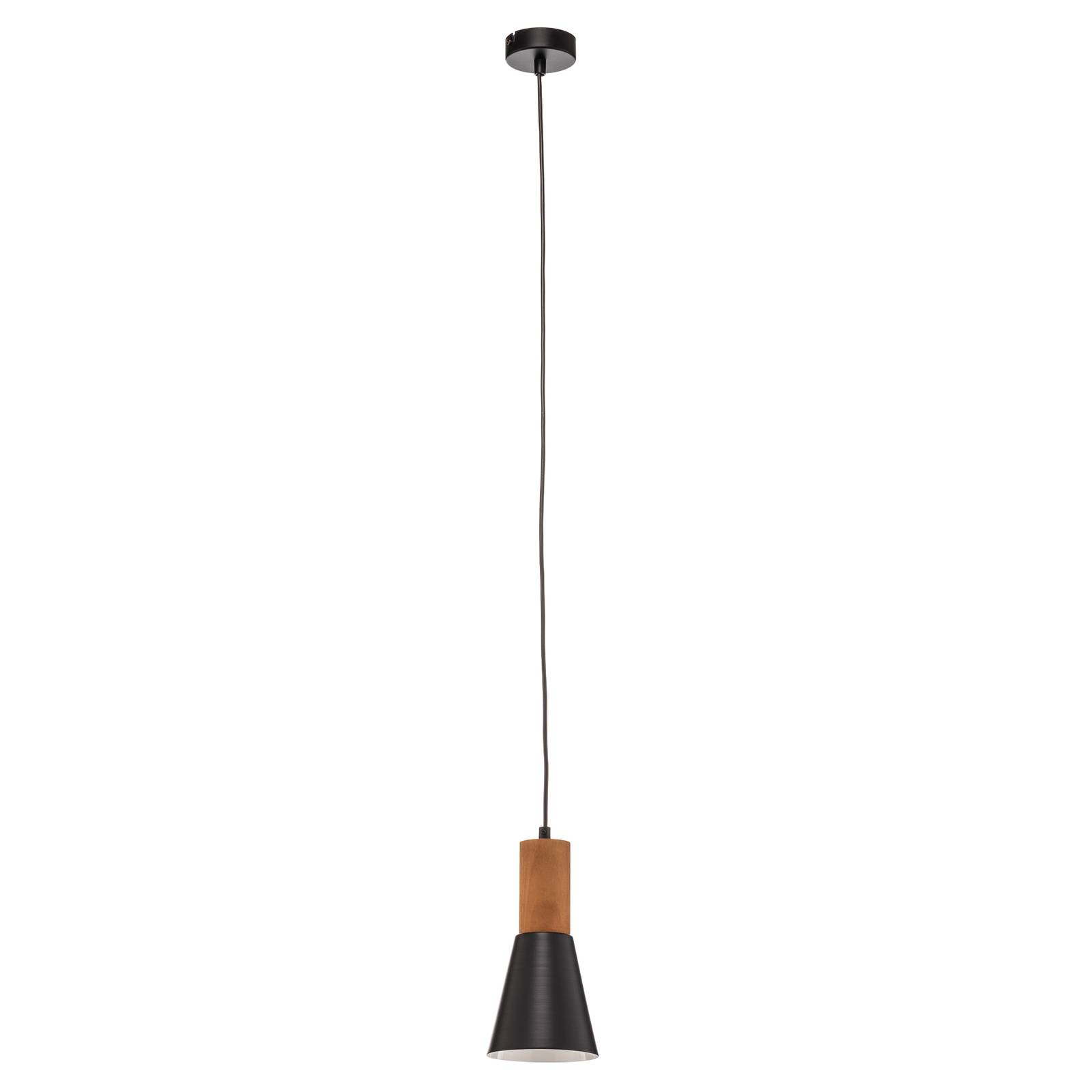 Suspension Esma noire finition bois une lampe