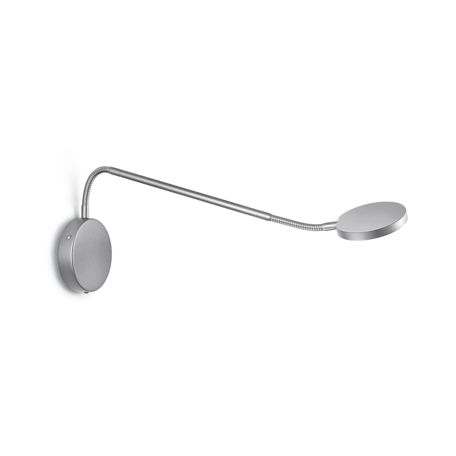 LED sienas lampa „Thea-W“, žestu vadība, niķeļa apdare, izvirzījums 60 cm