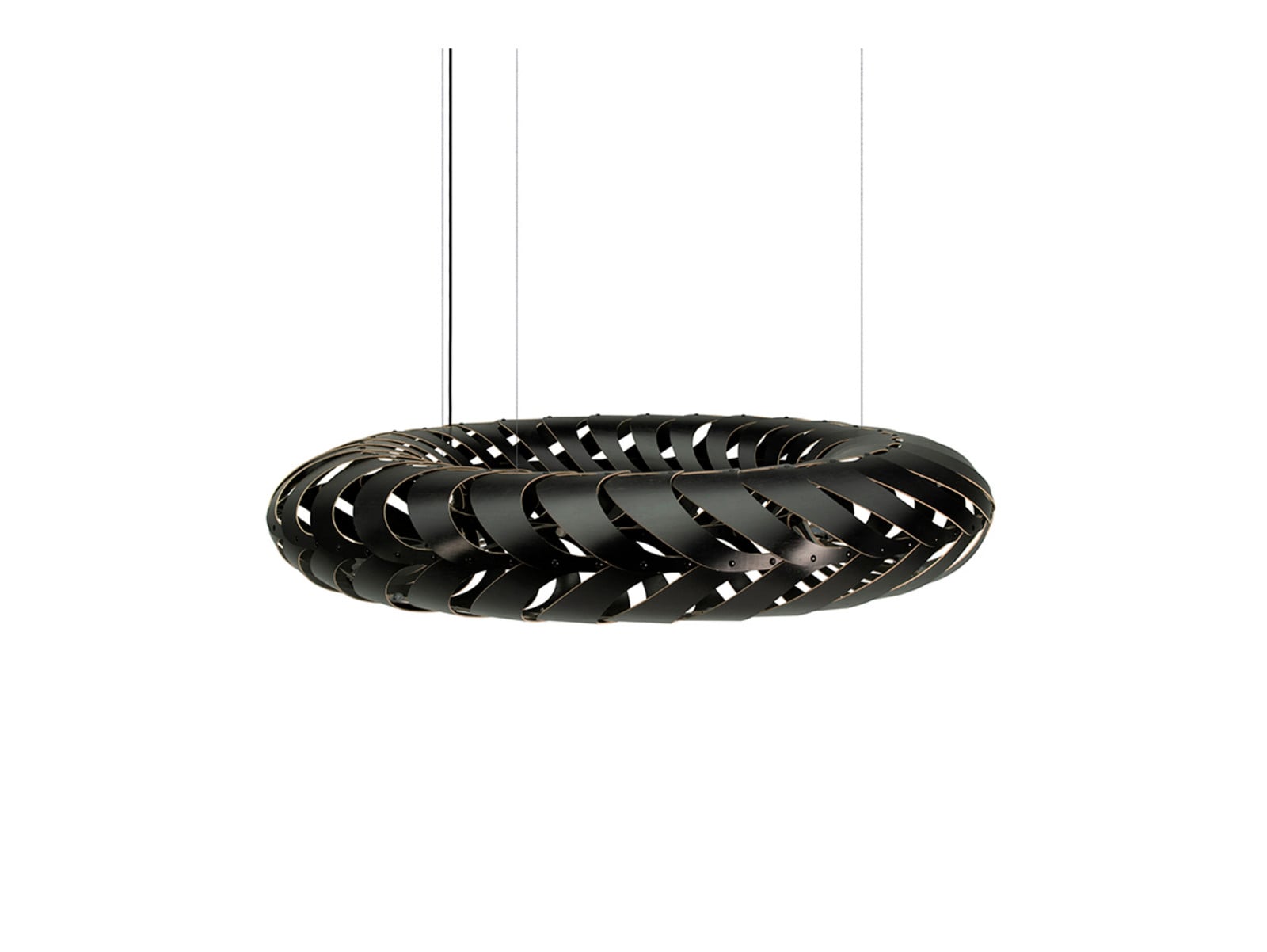Maru Pendelleuchte Ø110 Schwarz 2 Seiten david trubridge - Wohnzimmer - Bambus