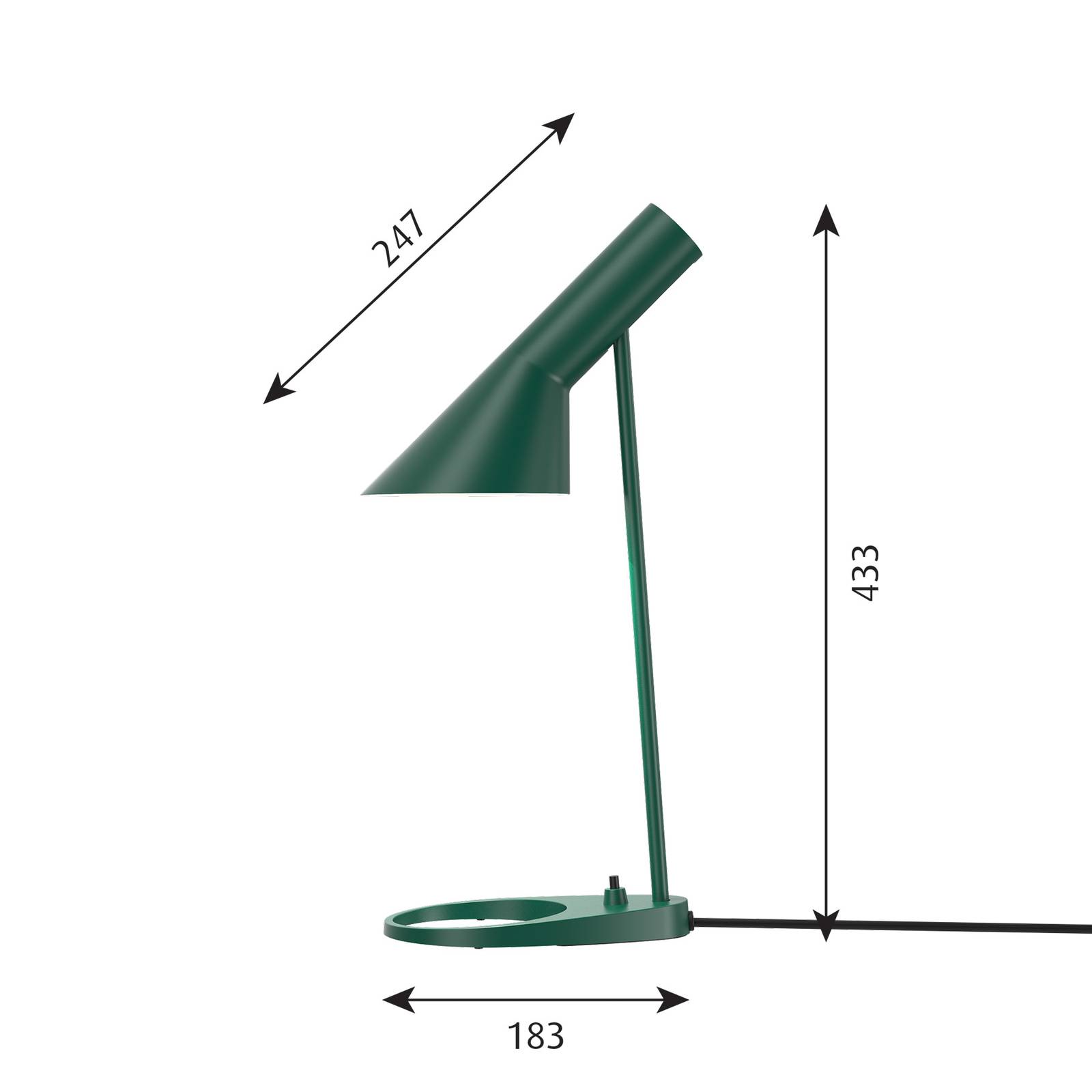 Levně Louis Poulsen AJ Mini stolní lampa, tmavě zelená