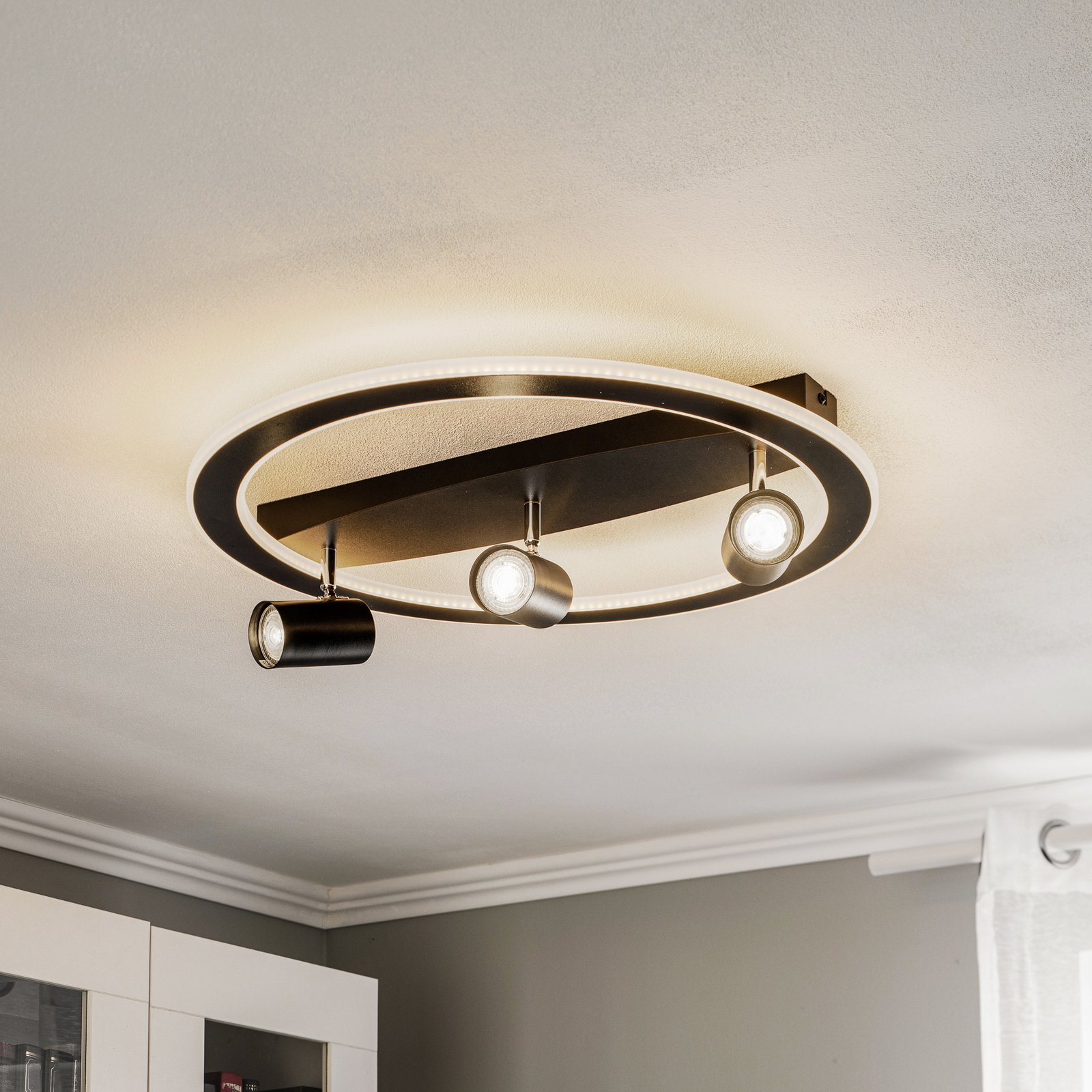 Lindby Berisha LED ceiling lamp, 4-bulb, black