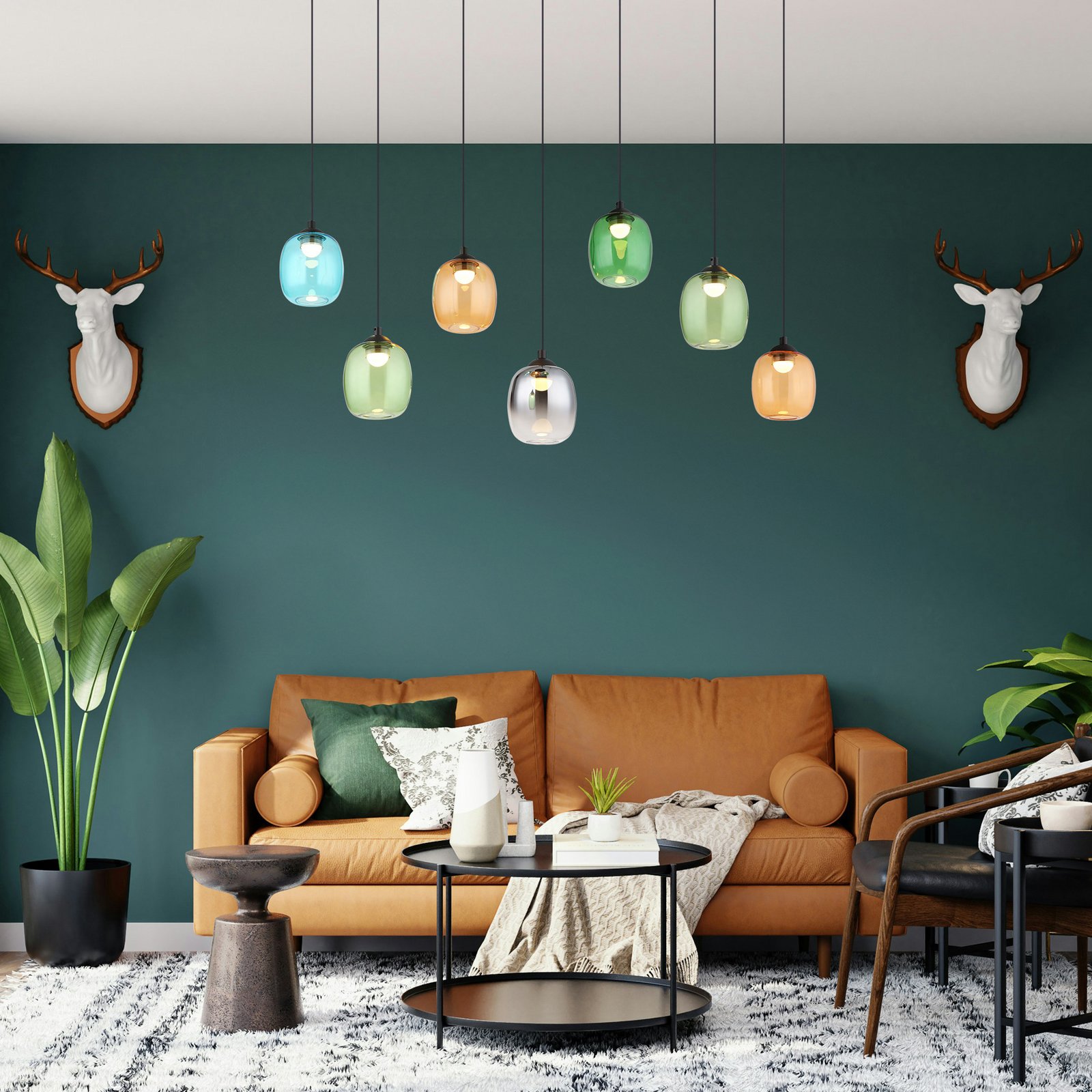 LED pakabinamas šviestuvas „Minara“, 7 lemputės, ilgis 102 cm, spalvotas, LED pakabinamas šviestuvas „Minara“, 7 lemputės, ilgis 102 cm, spalvotas,