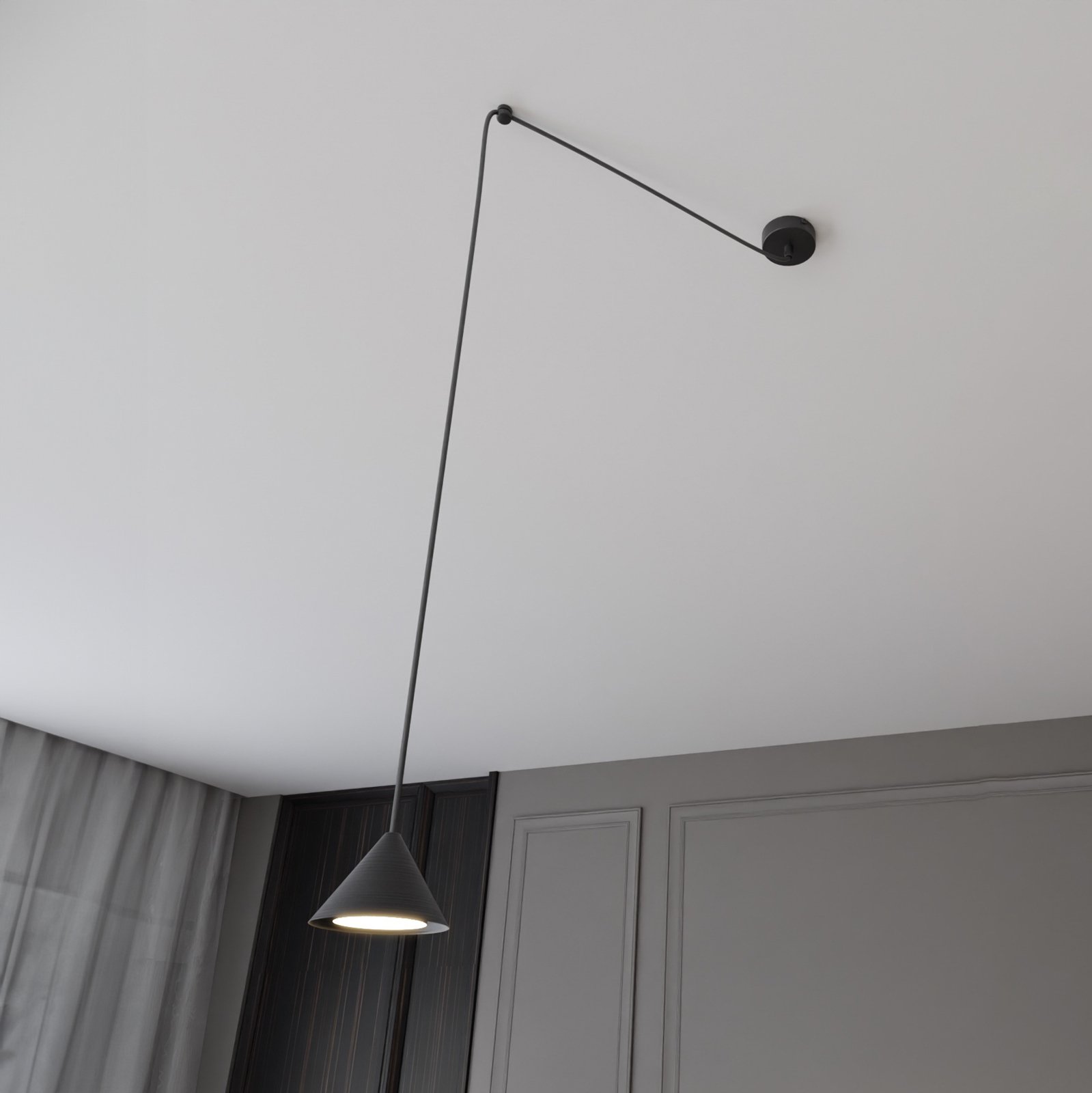 Elit Spider pendant light, black, metal, suspension system 200 cm