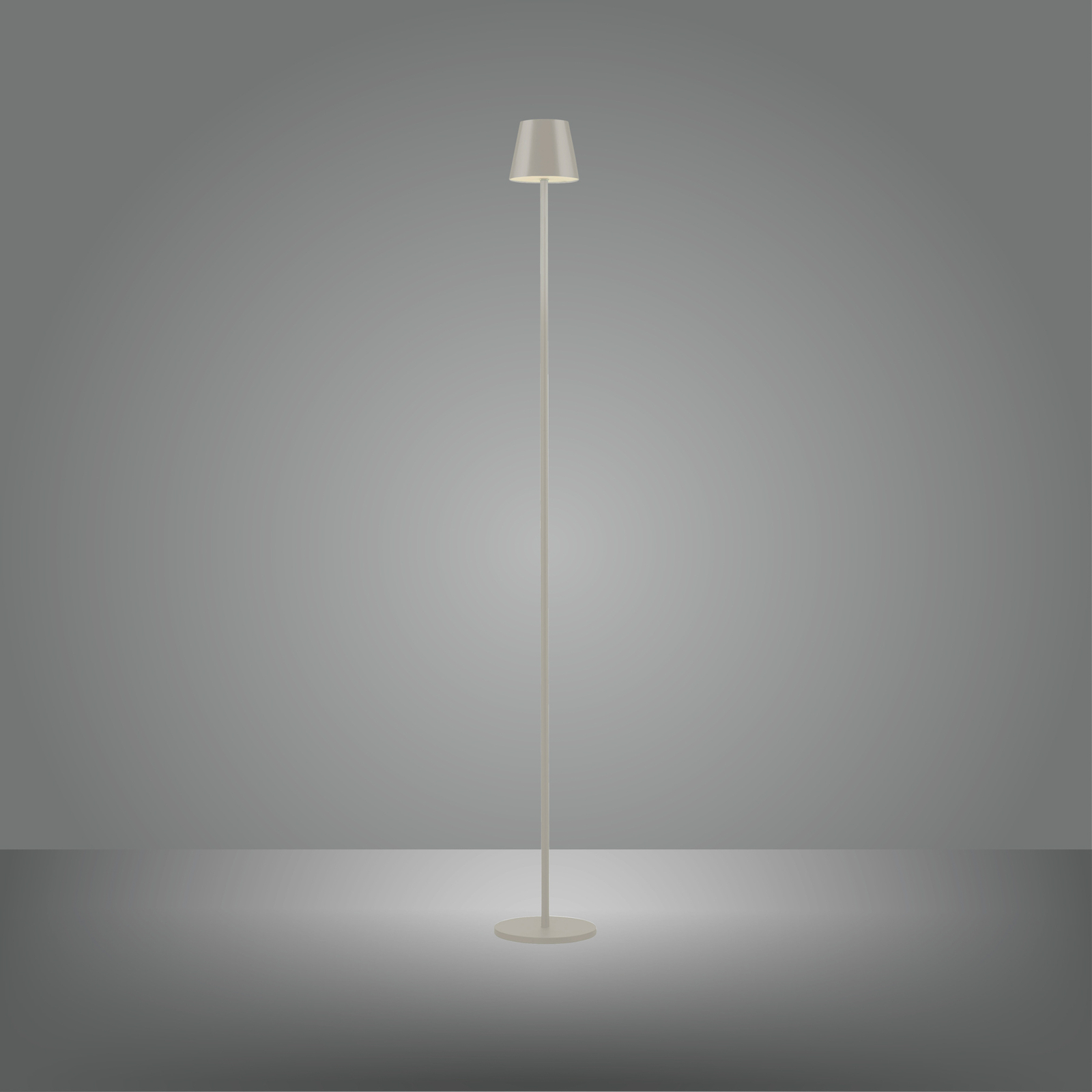 JUST LIGHT. LED-Akku-Stehlampe Euria, grau-beige, Eisen IP54