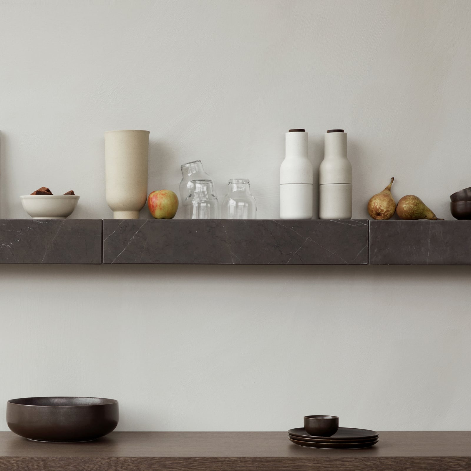 Plinth Etagère Brown Grey Kendzo Marble - Audo Copenhagen