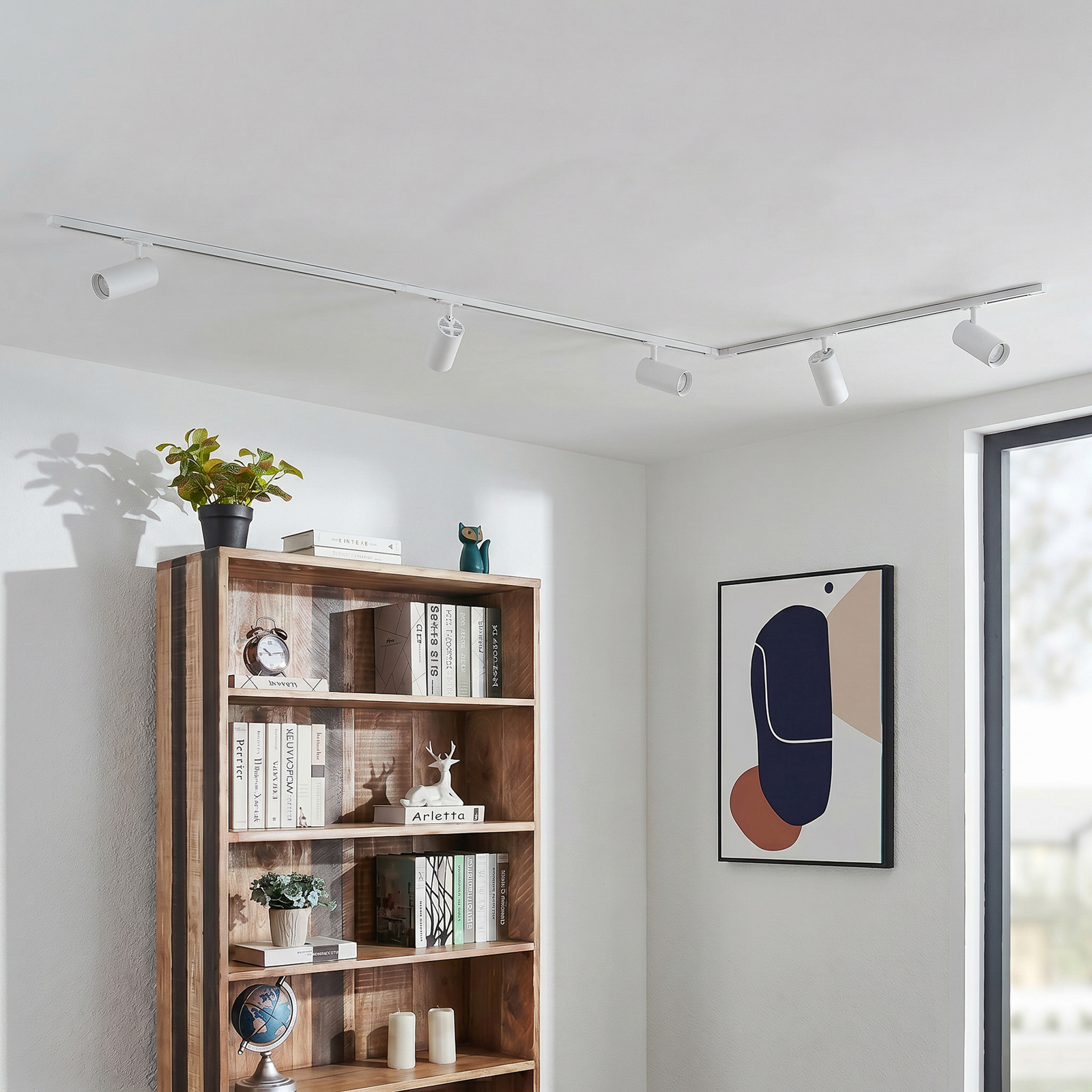 Σύστημα ράγας Lindby Linaro, Ø 7 cm, 5 φτερά, LED, λευκό, CCT