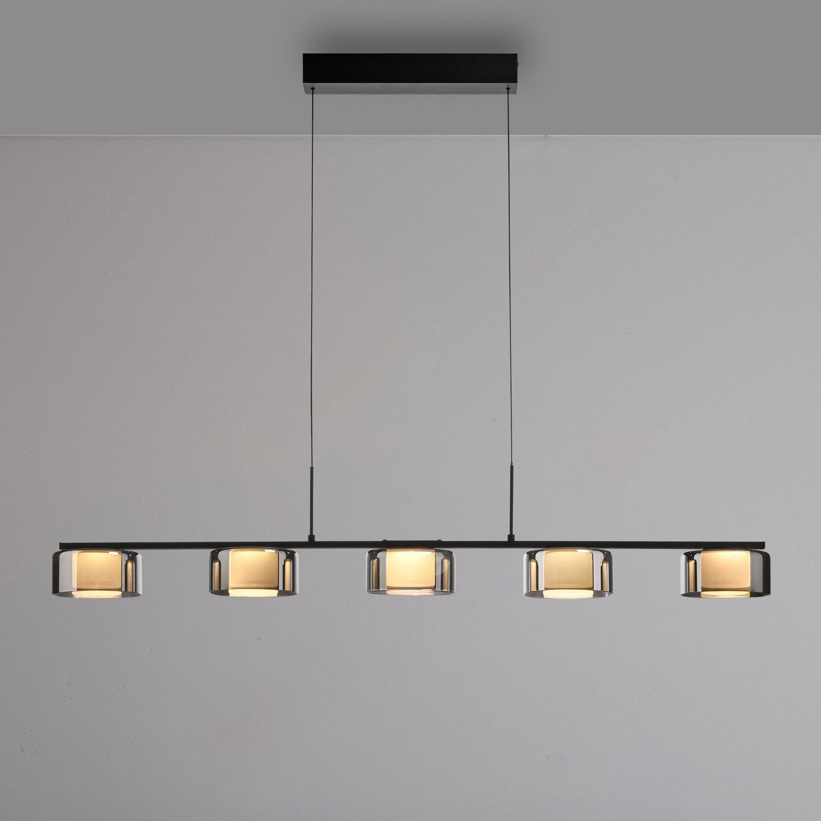 Paul Neuhaus Lampă suspendată LED Rika 119 cm sticlă dimabil - Camera de zi / sufragerie - modern - negru negru-transparent