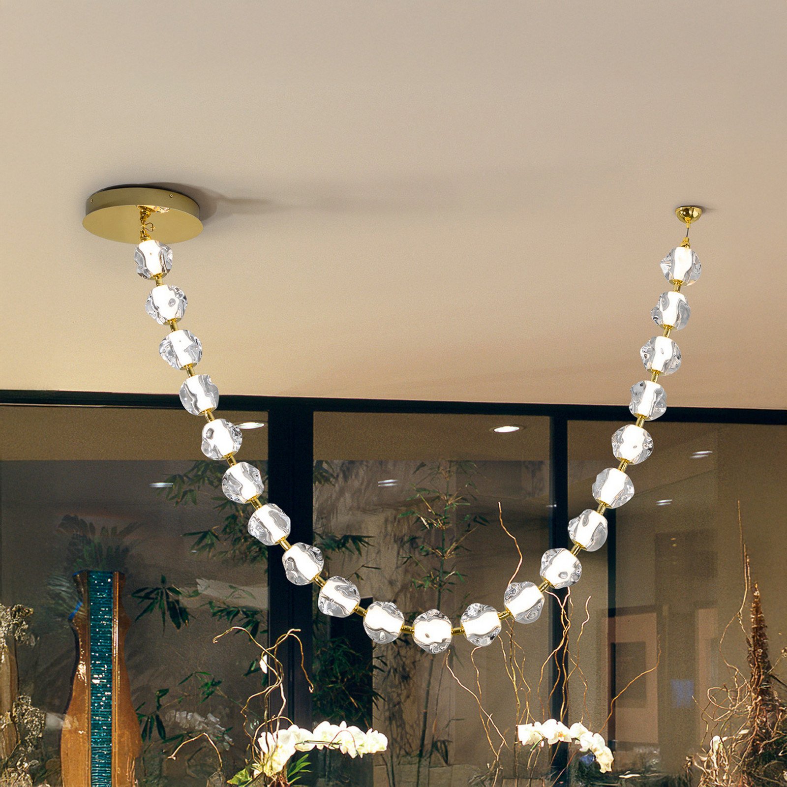 Schuller Valencia Zaria Lampă suspendată LED 21 de lumini auriu transparent metal acrilic - Camera de zi / sufragerie - Plastic