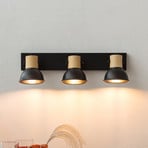 Lindby Bosko foco, negro, 3 luces, alargado