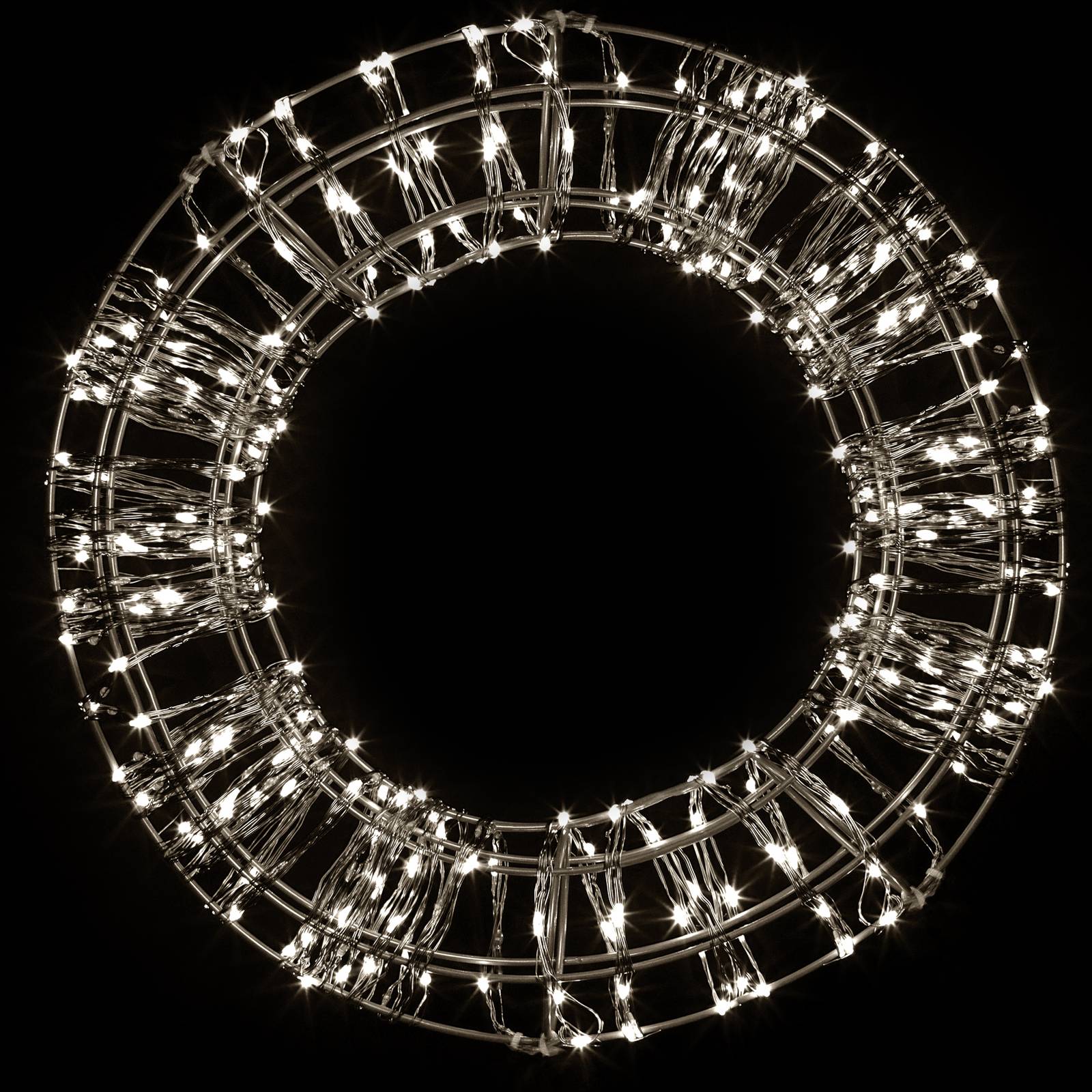 Christmas United LED vánoční věnec, černý, 400 LED diod, Ø 30 cm