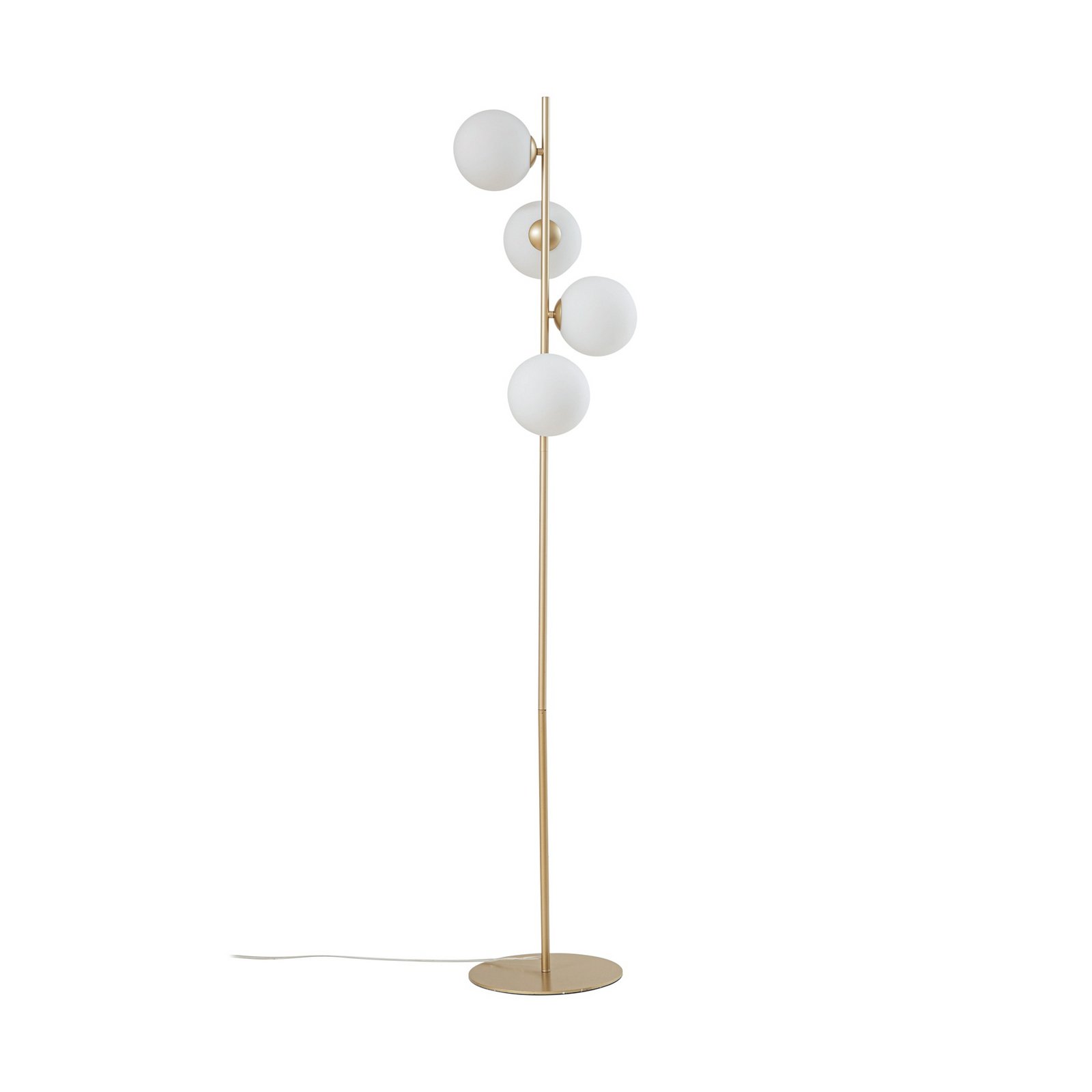 Lucande Floor lamp, opal/gold, metal