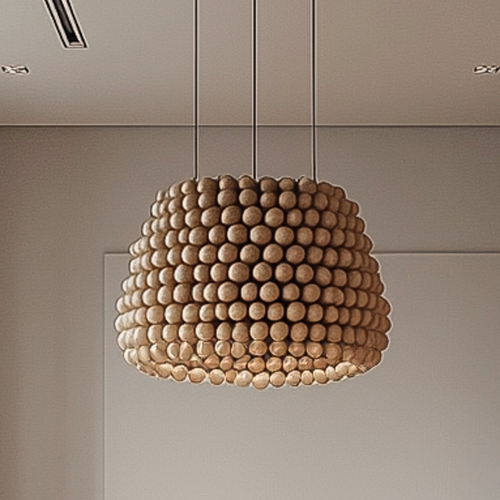 Lucande lampada a sospensione MARBLE, legno, colore naturale, Ø 40 cm, E27